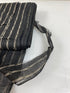 Vintage Fabric Bolt Black with White Patterned Stripes ~5-6 Yards