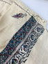 Vintage 1950s White Scarf with Intricate Floral Embroidery