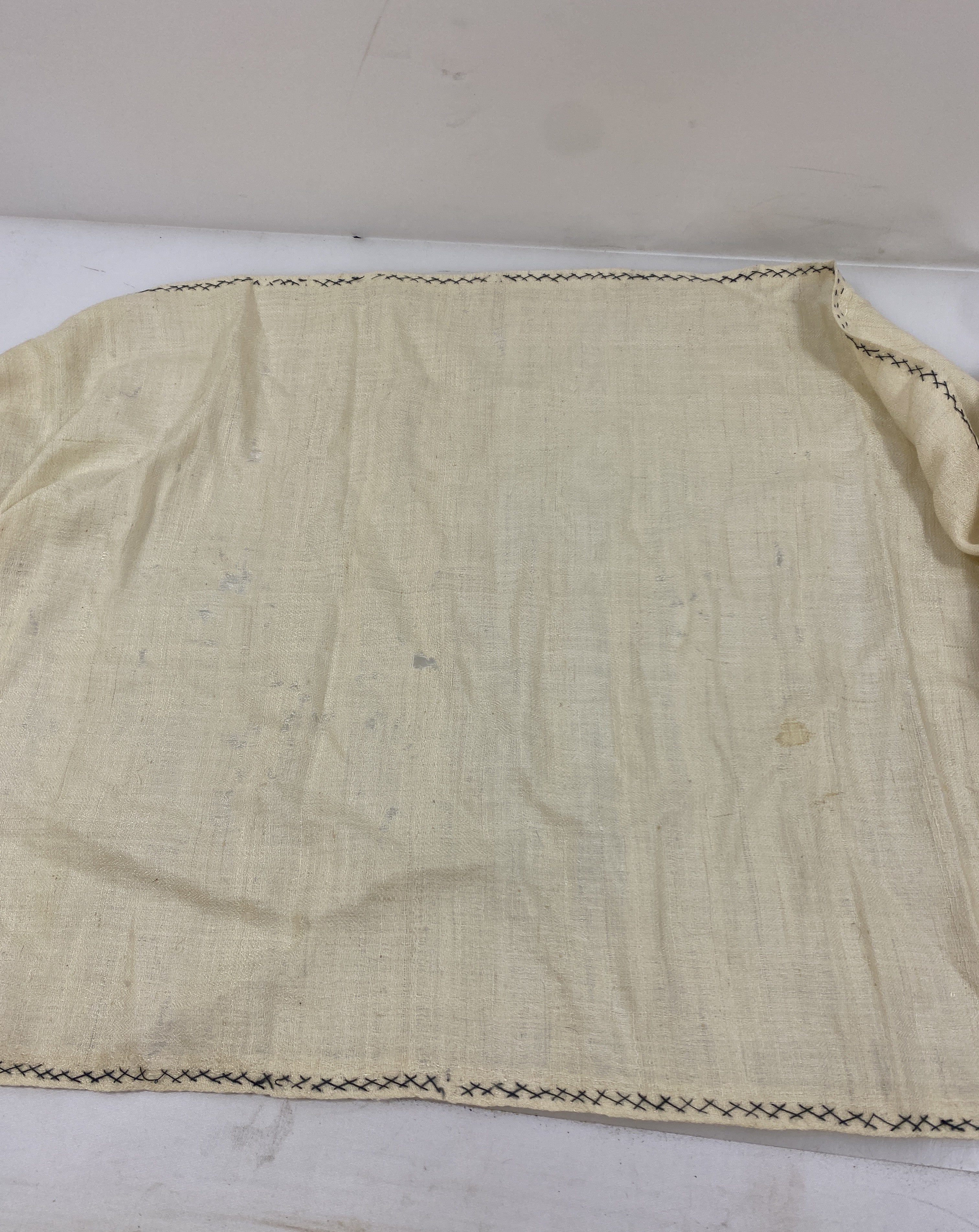 Vintage 1980s White Linen Handkerchief