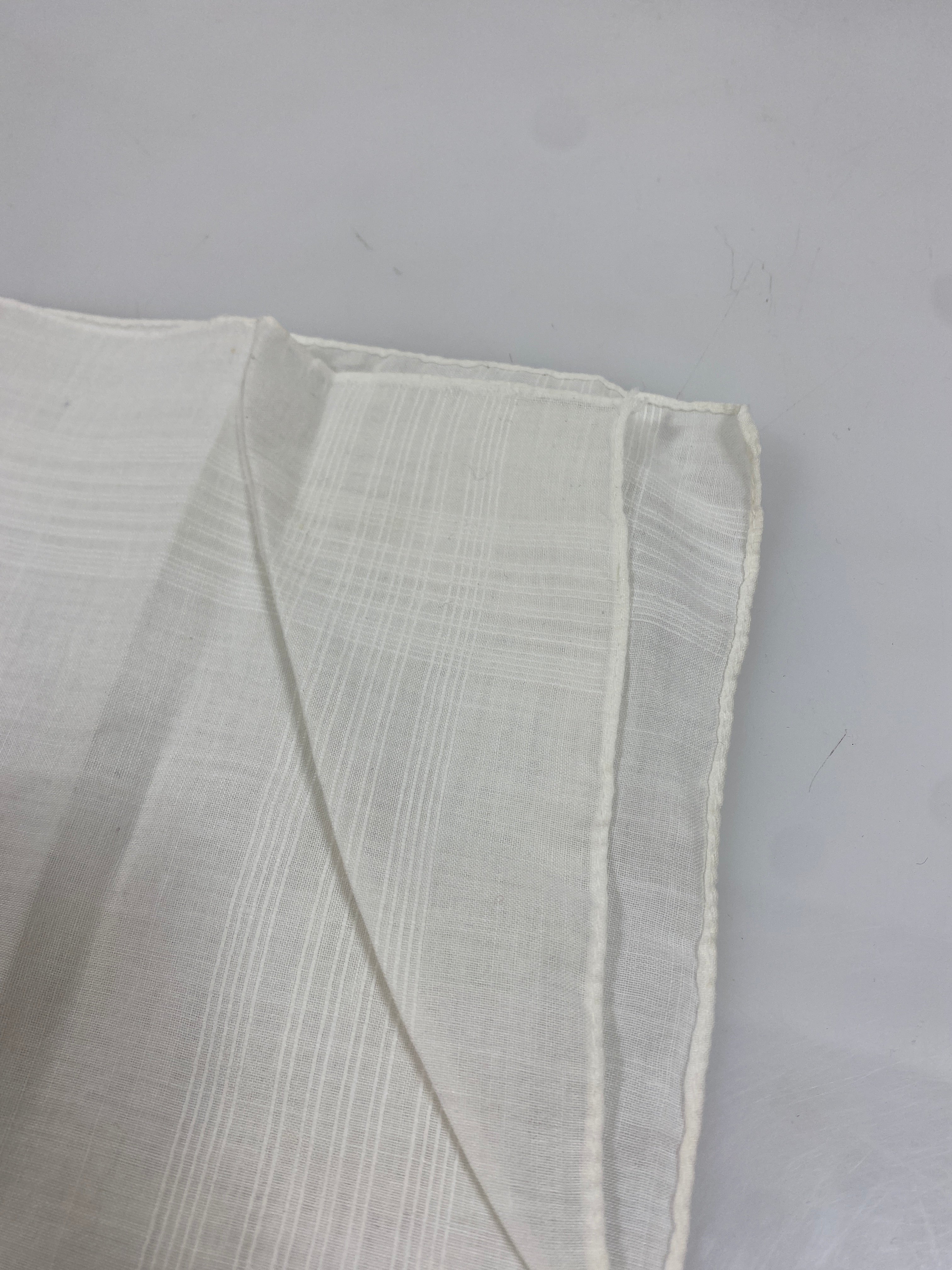 Vintage 1980s White Linen Handkerchief