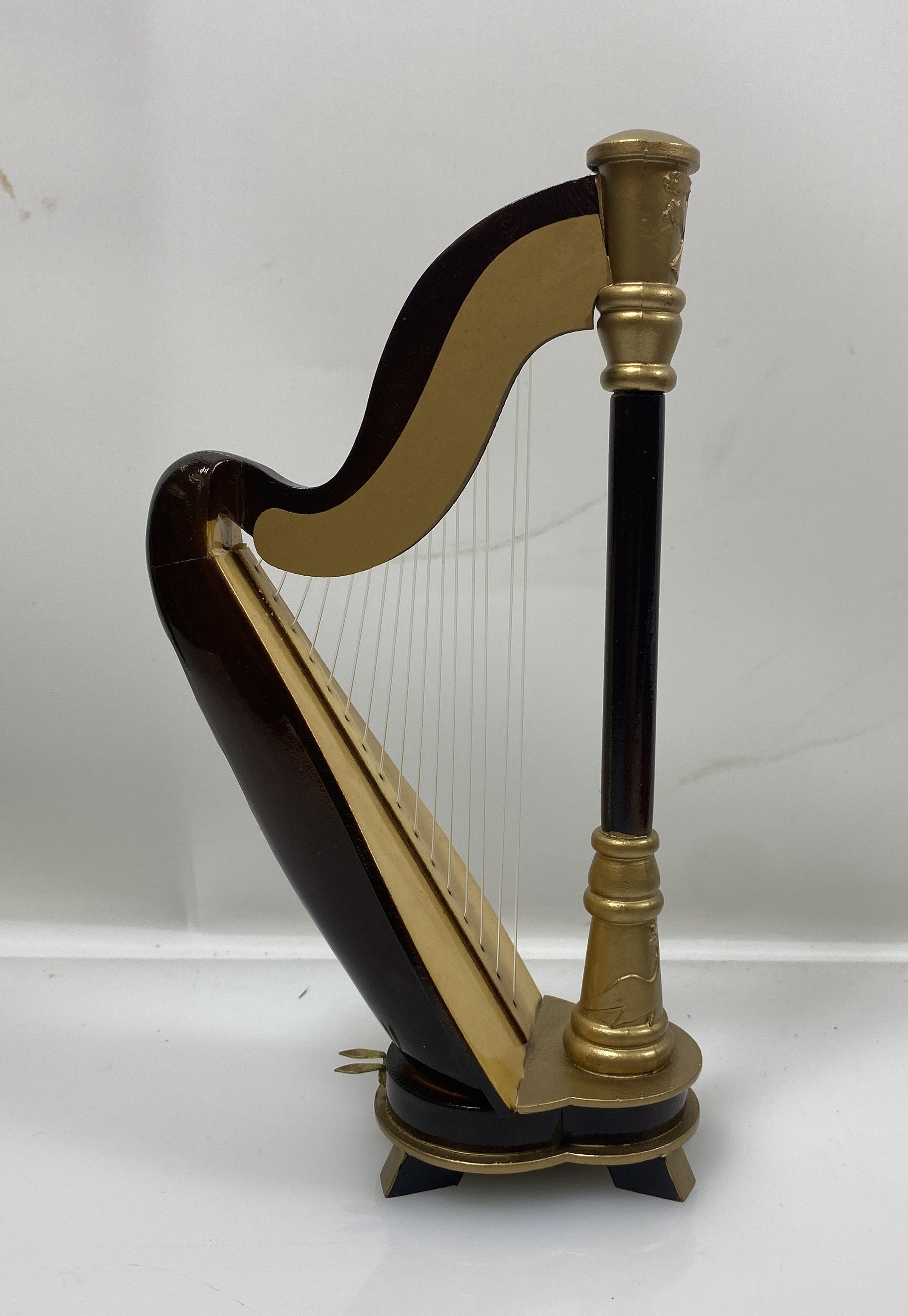 Miniature Wooden Harp With Case