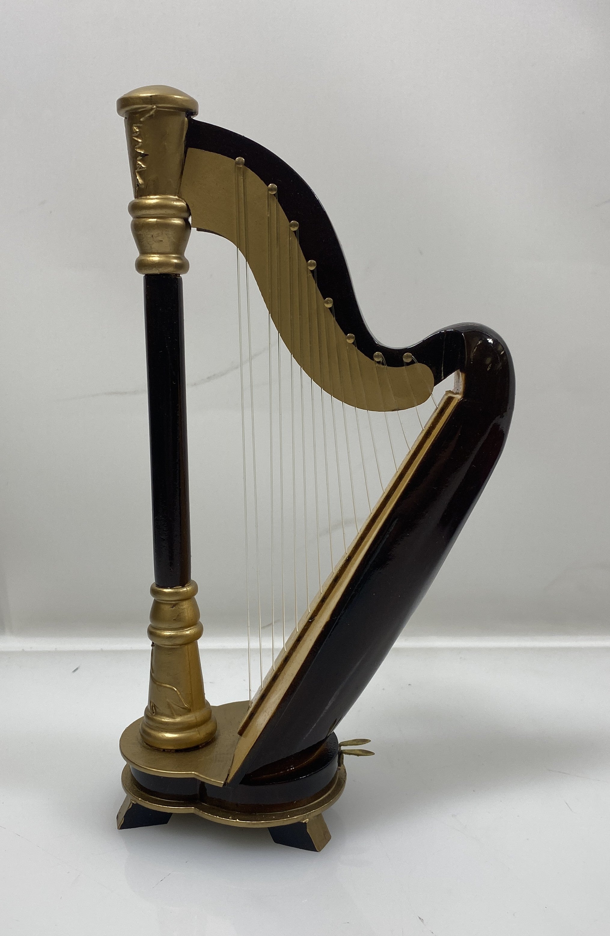 Miniature Wooden Harp With Case