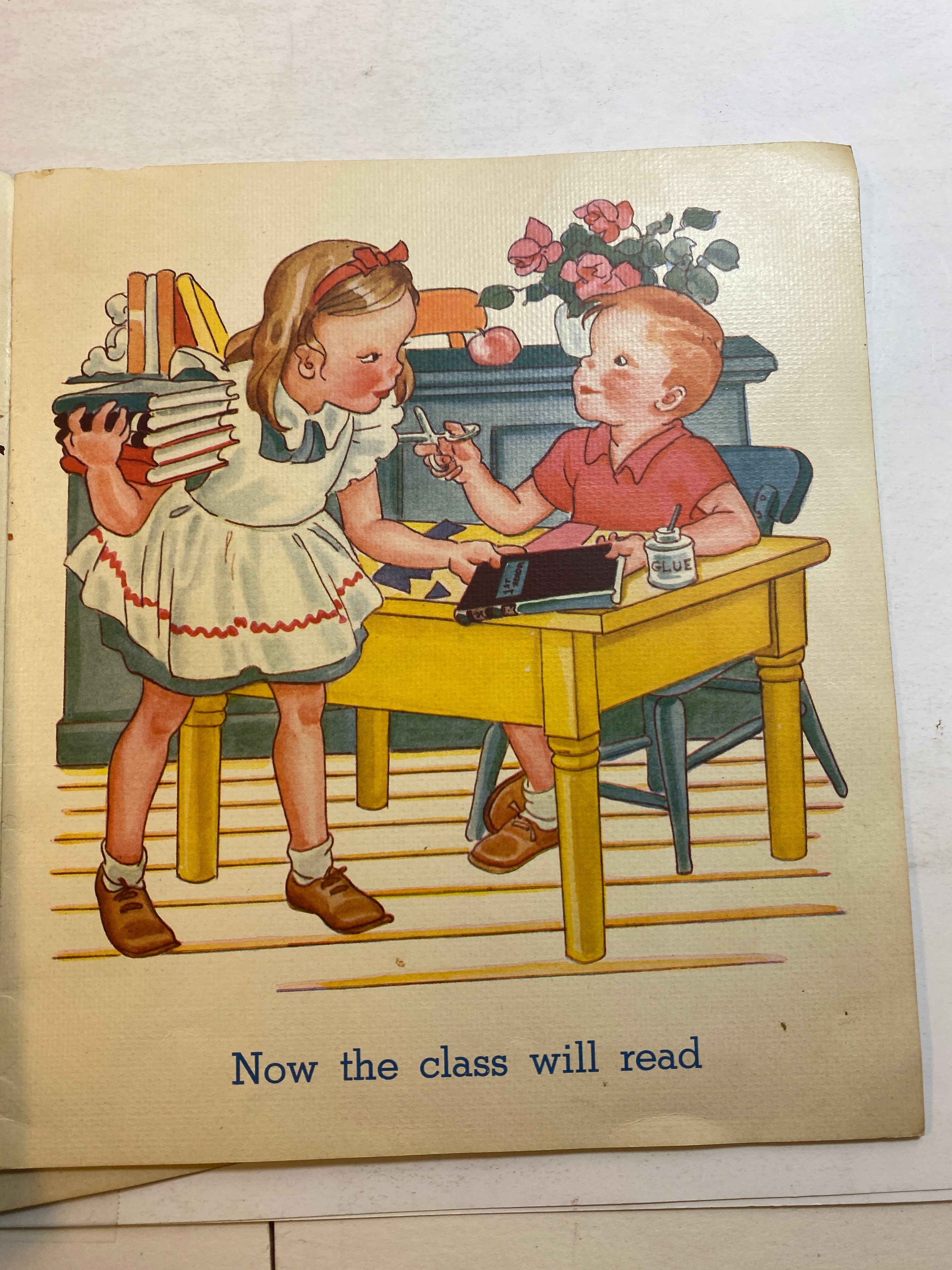 4 Vintage Linenette Books 1940 Helping Mother/In the Park/Country/At School