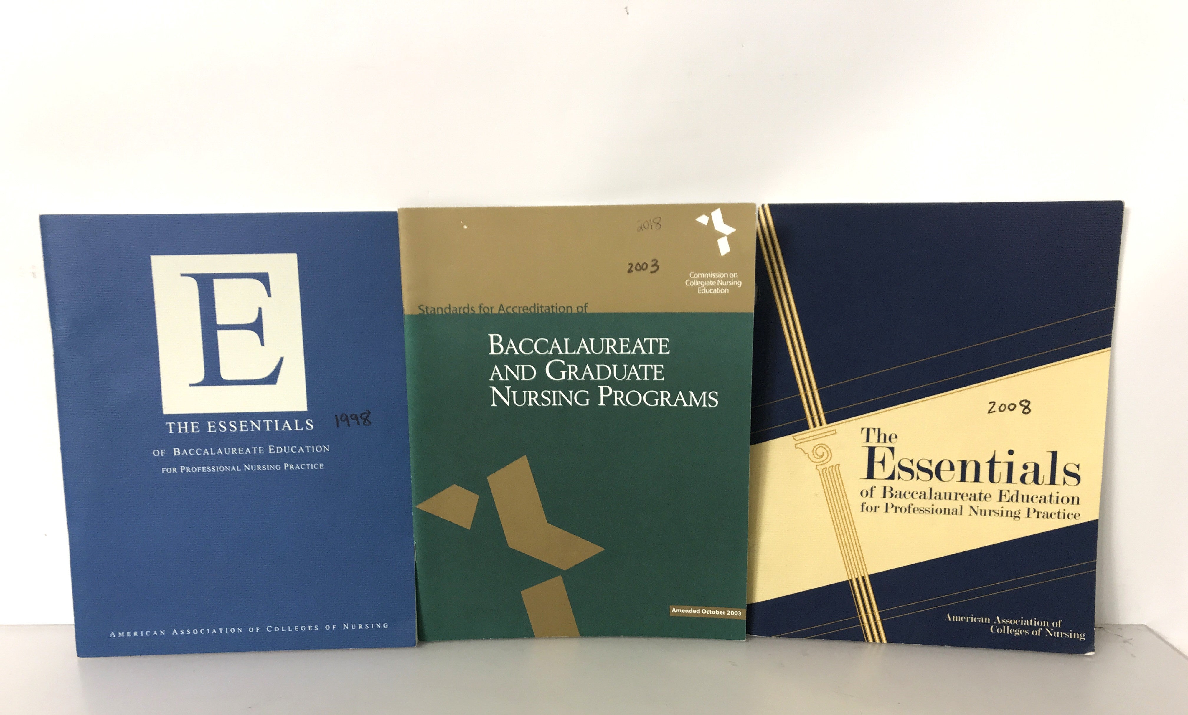 3 Baccalaureate Education Guides for Professional Nurses 1998-2008 SC