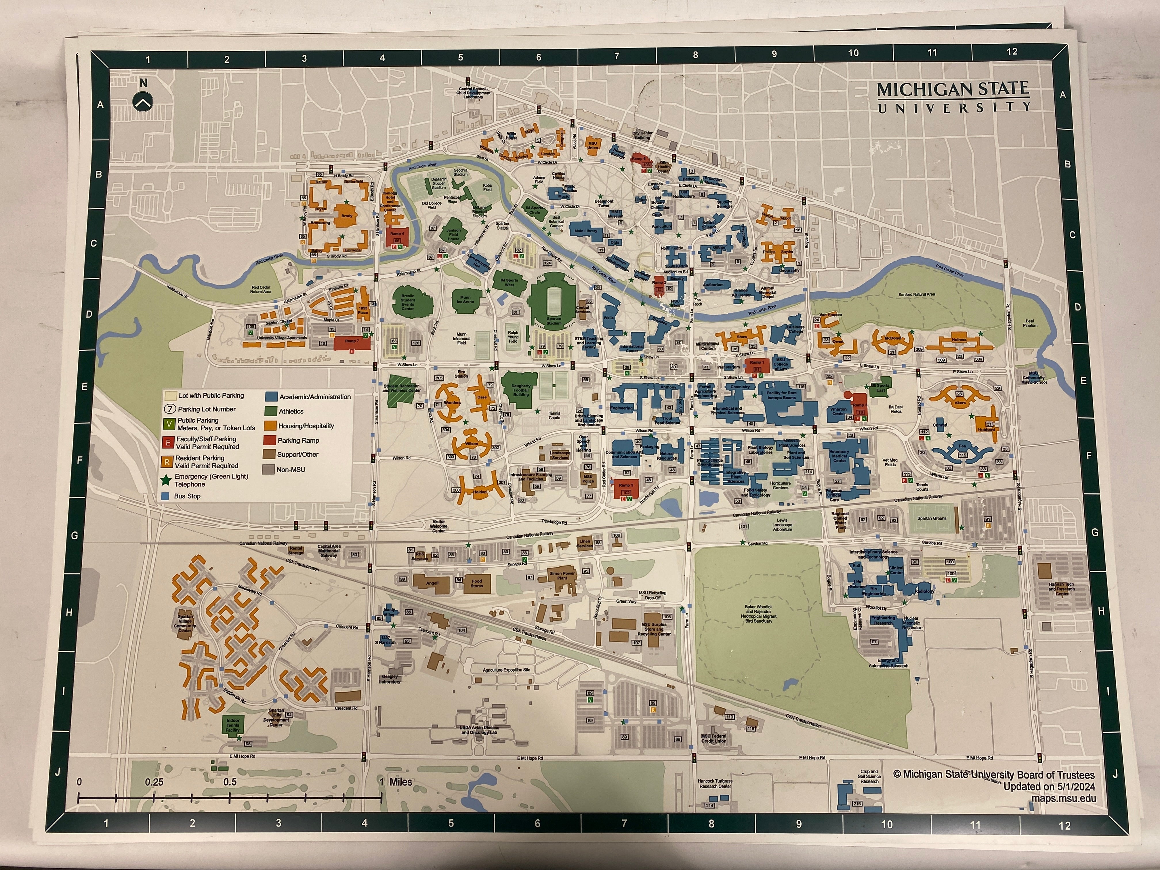 Large Map of Michigan State University MSU Campus 2024