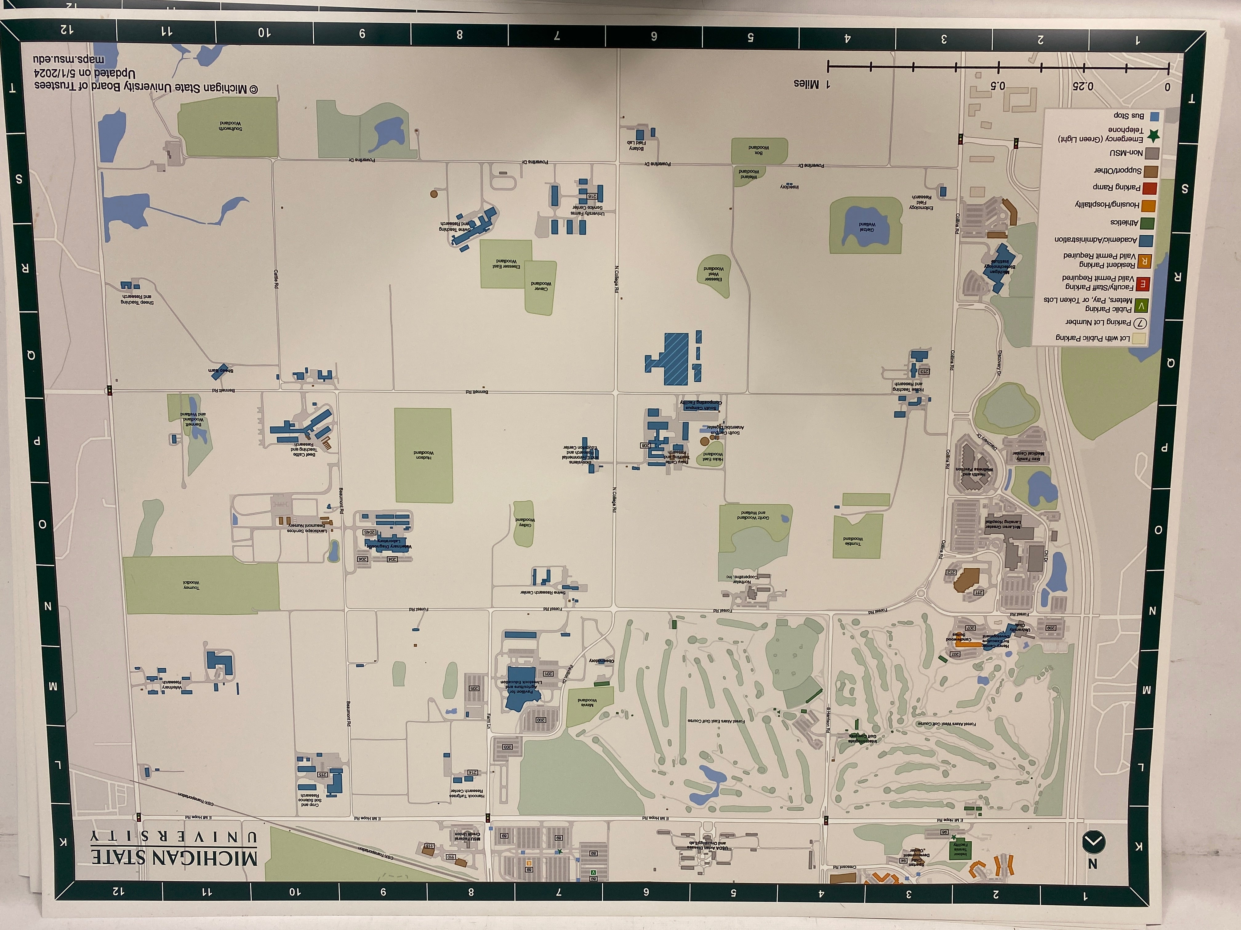 Large Map of Michigan State University MSU Campus 2024