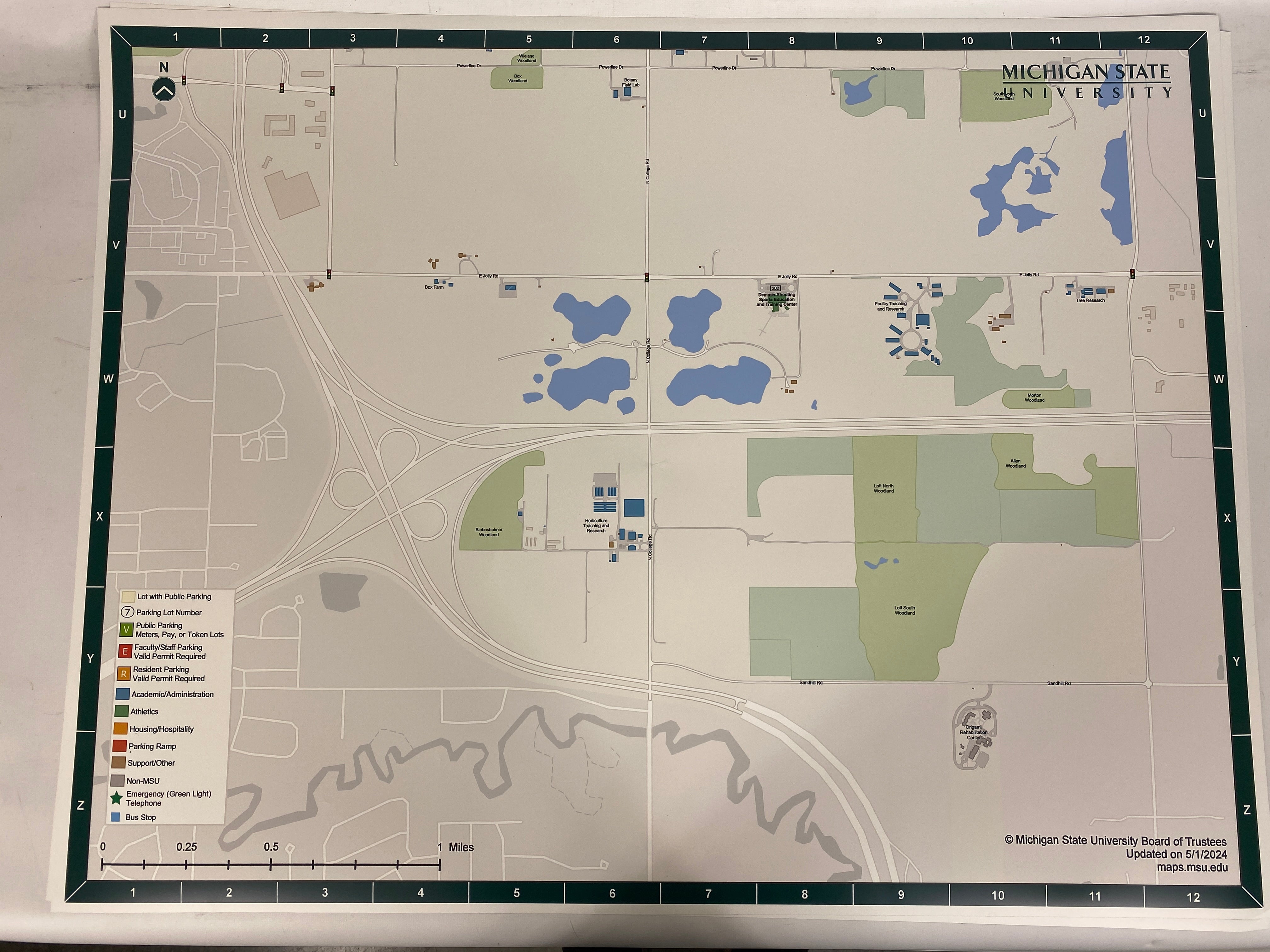 Large Map of Michigan State University MSU Campus 2024