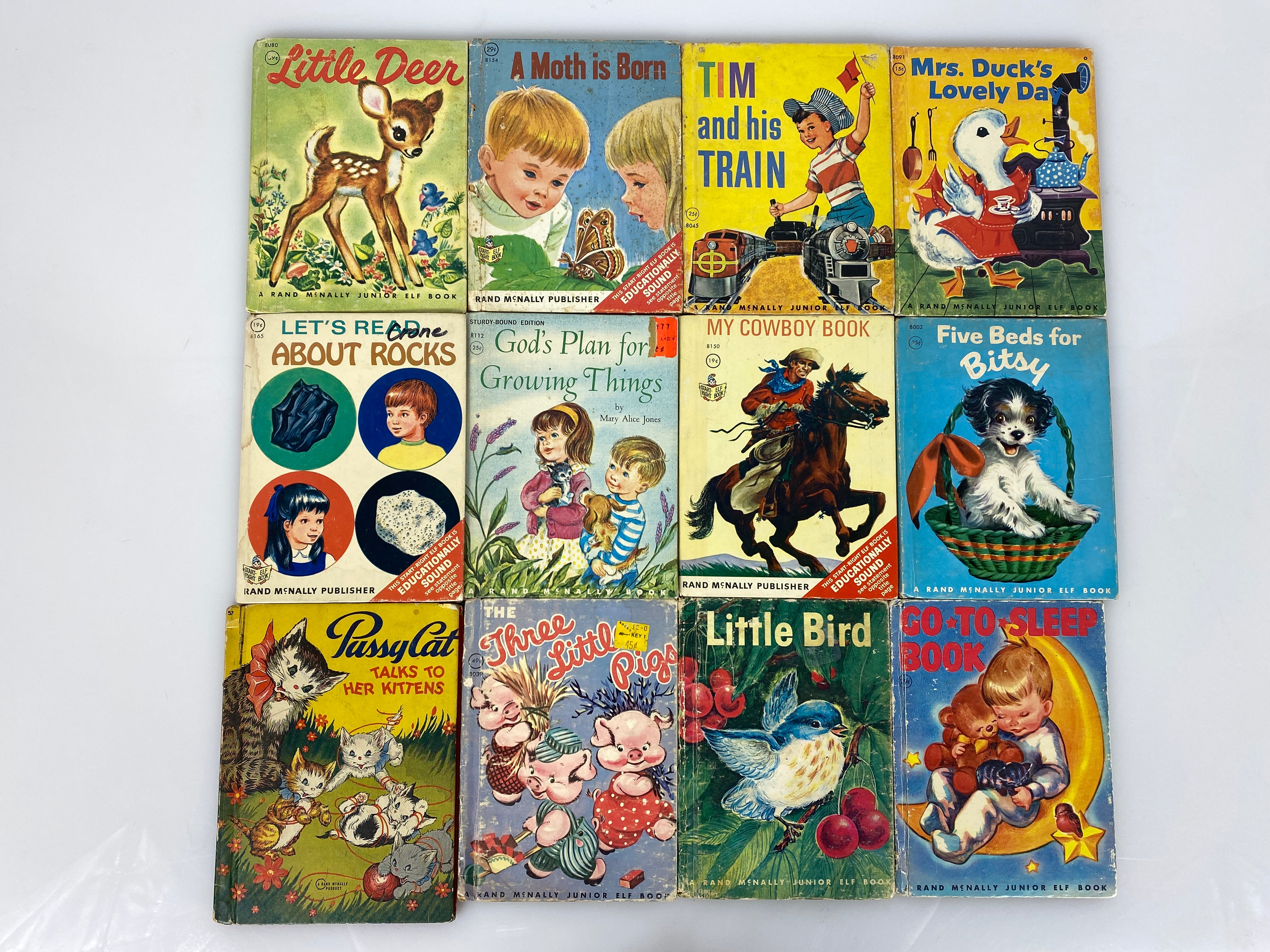 Lot of 12 Rand McNally Elf Small Children's Books 1942-1967