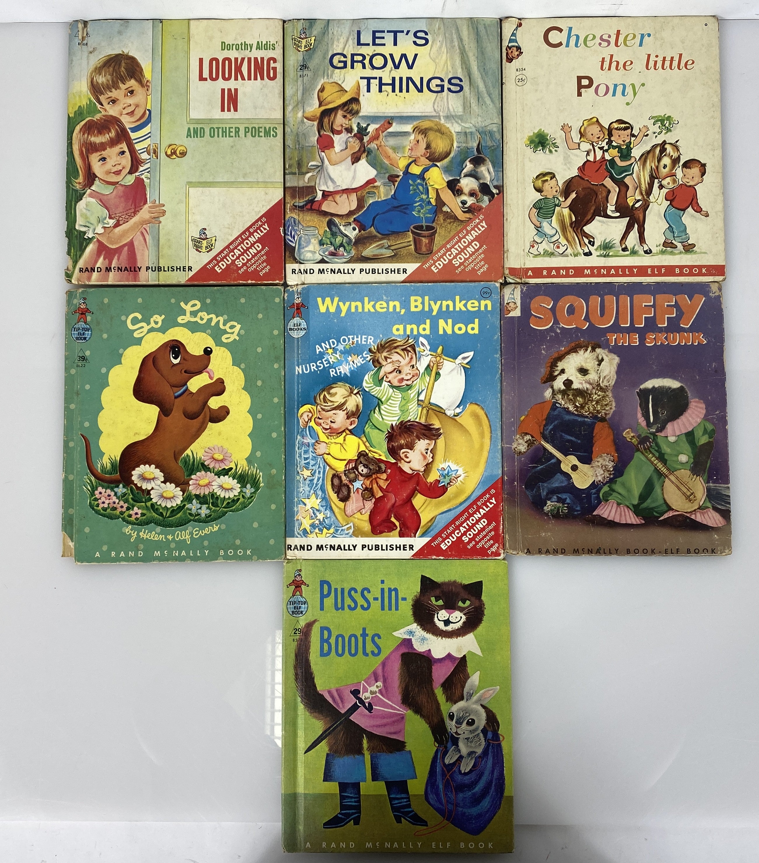 Lot of 7 Rand McNally Elf Children's Books 1951-1968