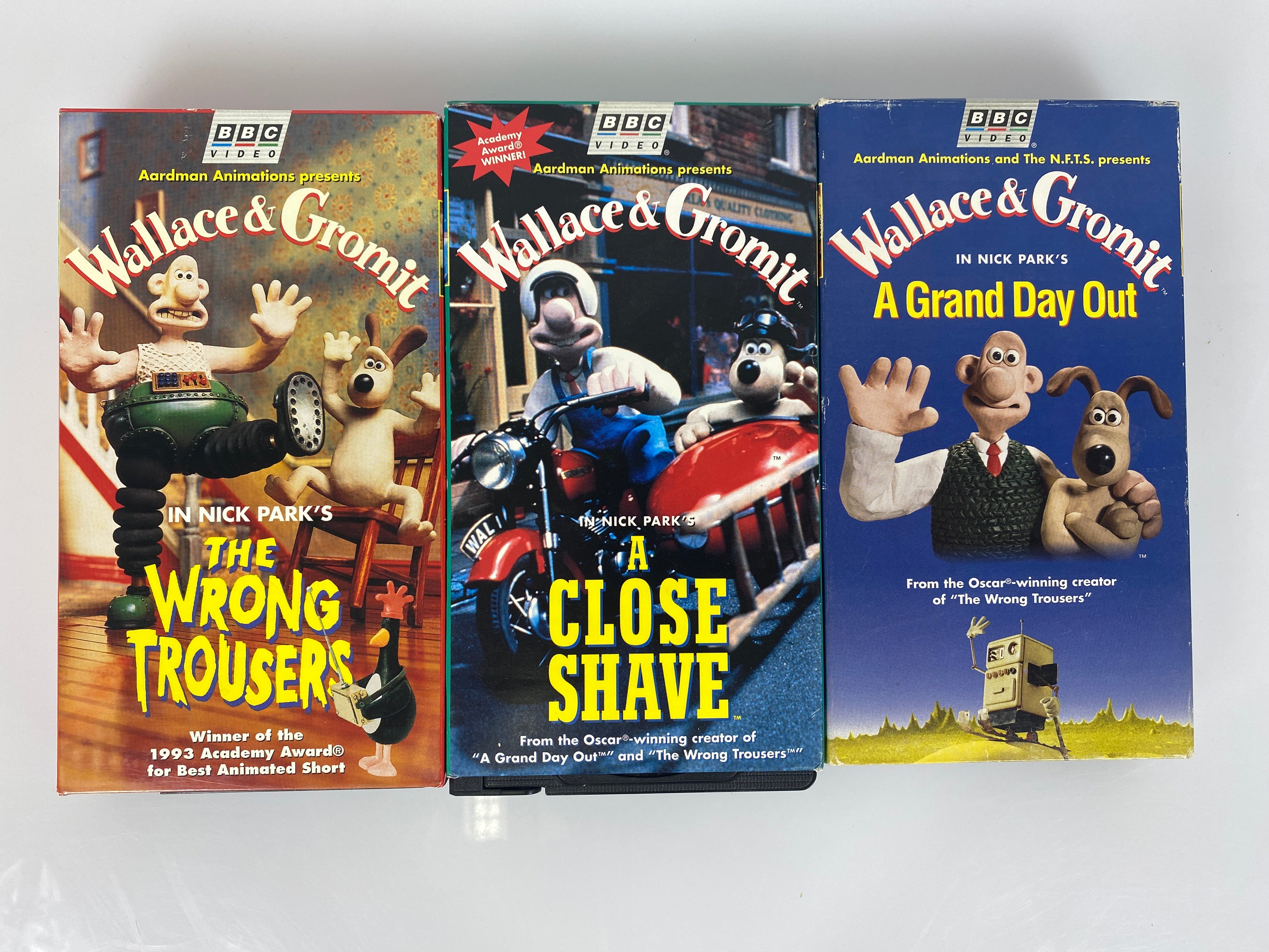 Lot of 3 BBC Wallace and Gromit VHS Tapes 1996