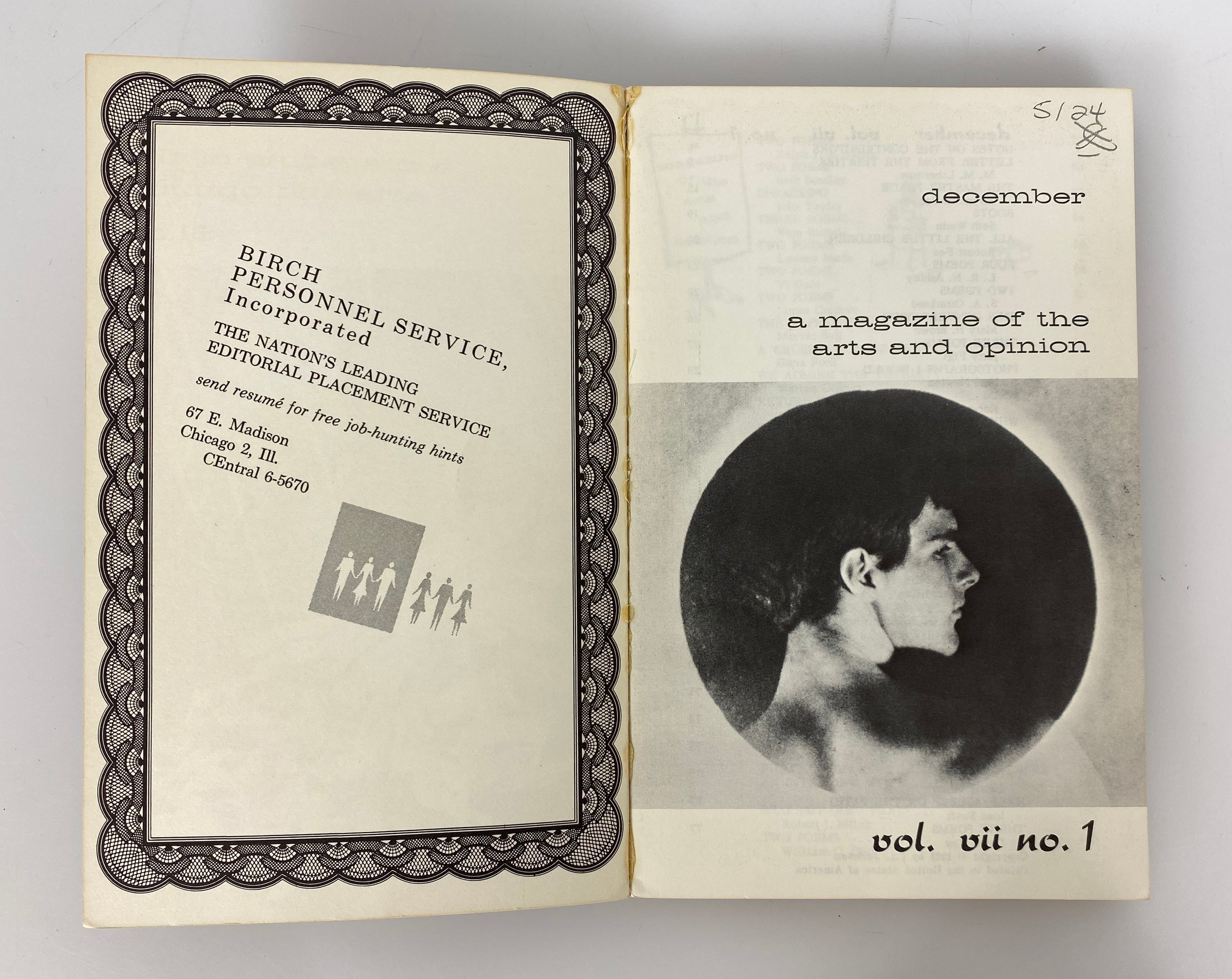 December Magazine of Arts & Opinion 1965 Volume VII No. 1 Vintage SC
