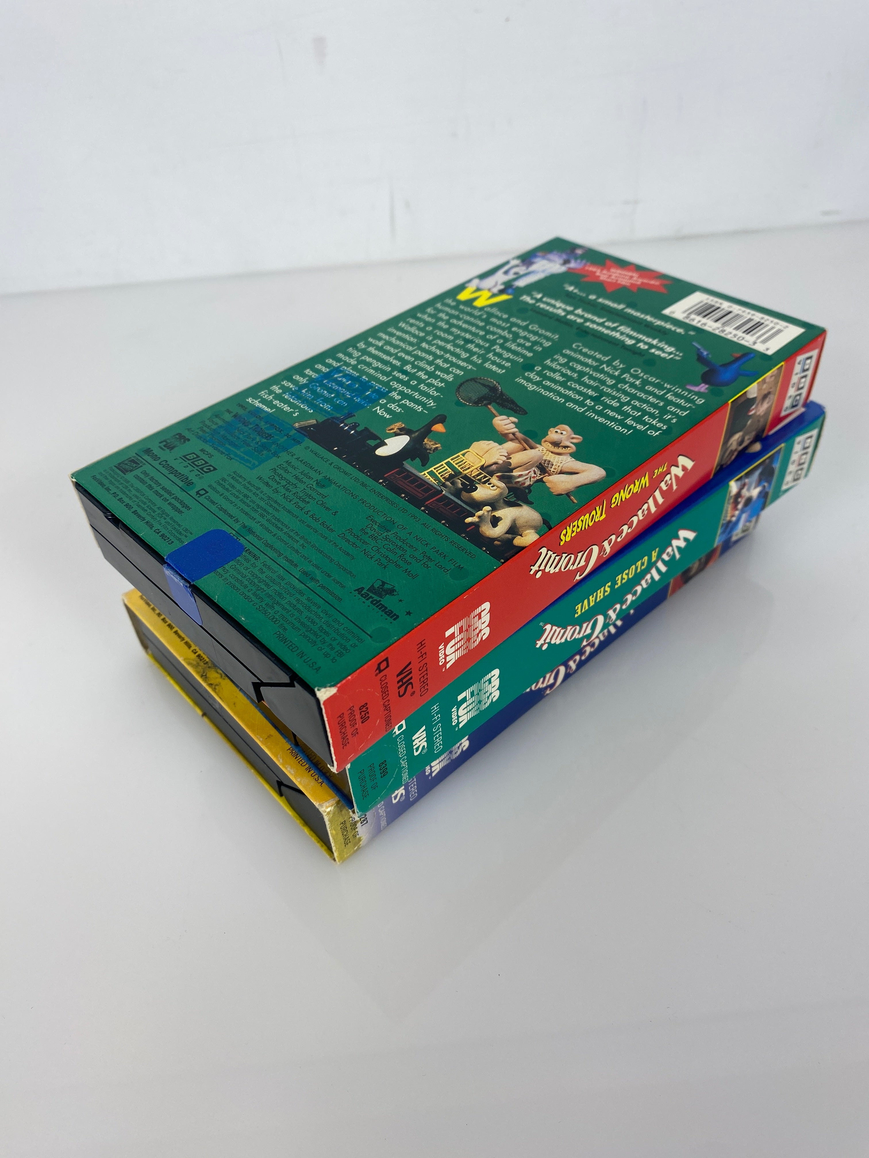 Lot of 3 BBC Wallace and Gromit VHS Tapes 1996