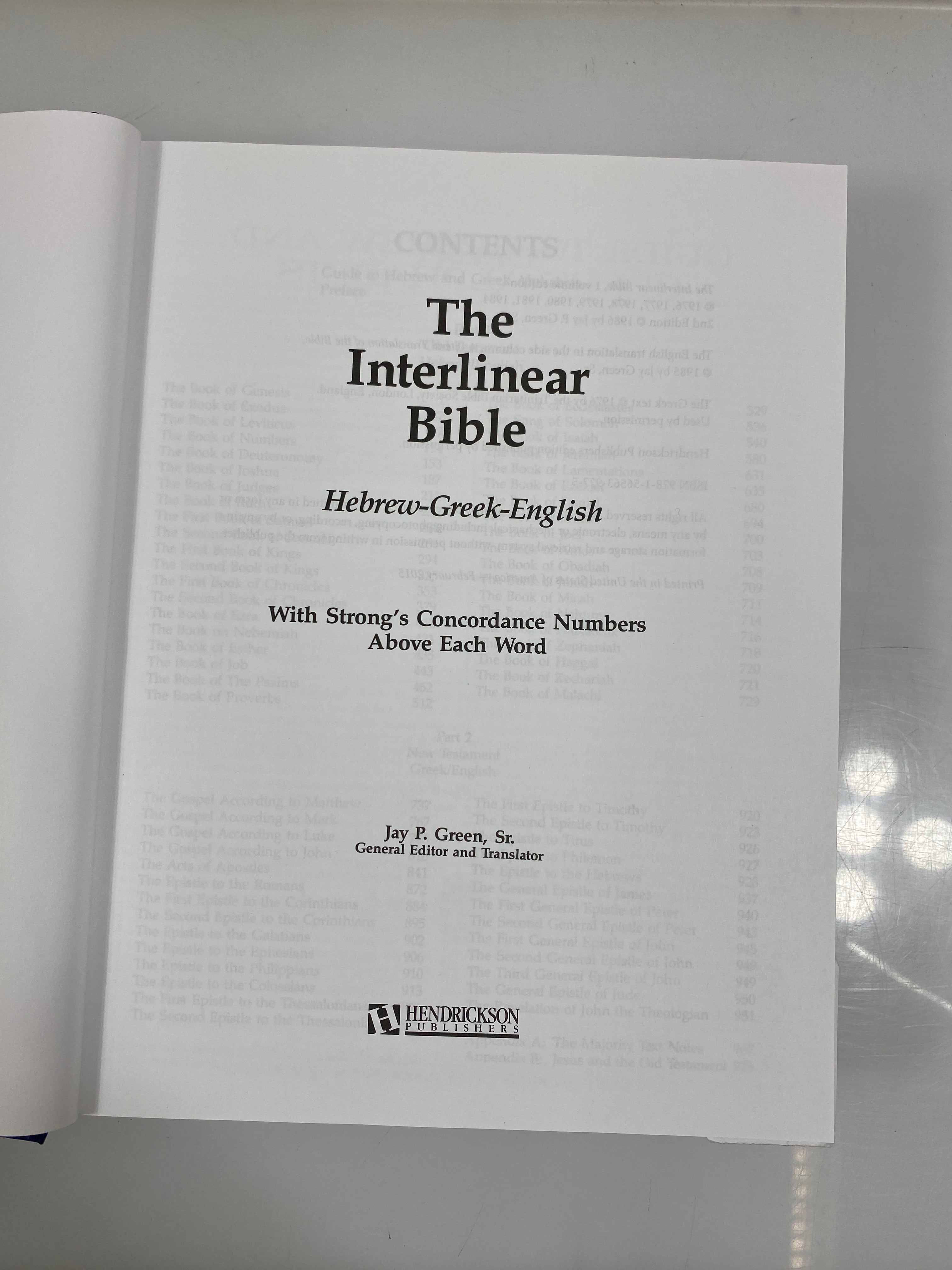 The Interlinear Bible Edited by Green 1985 HC