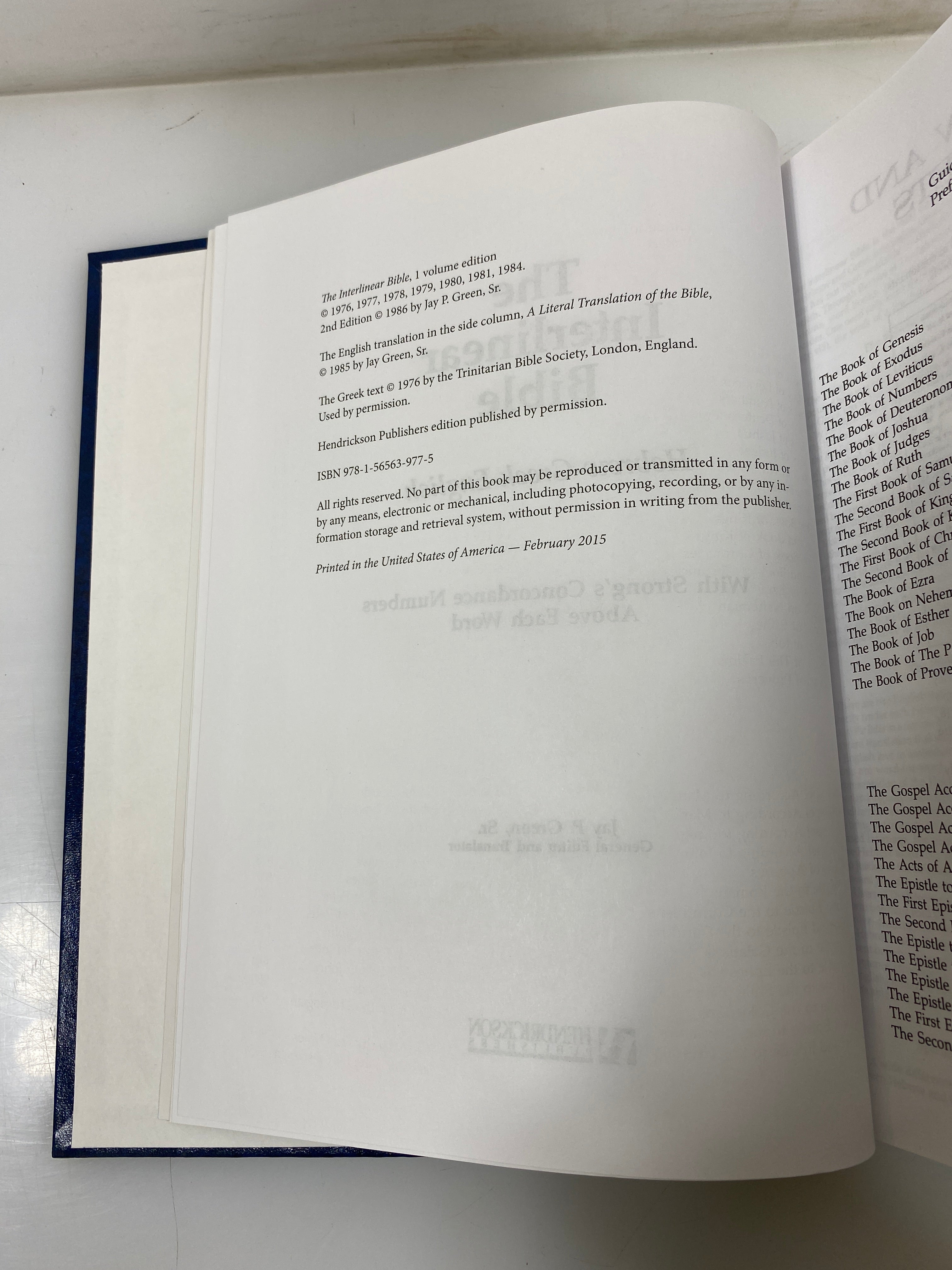 The Interlinear Bible Edited by Green 1985 HC