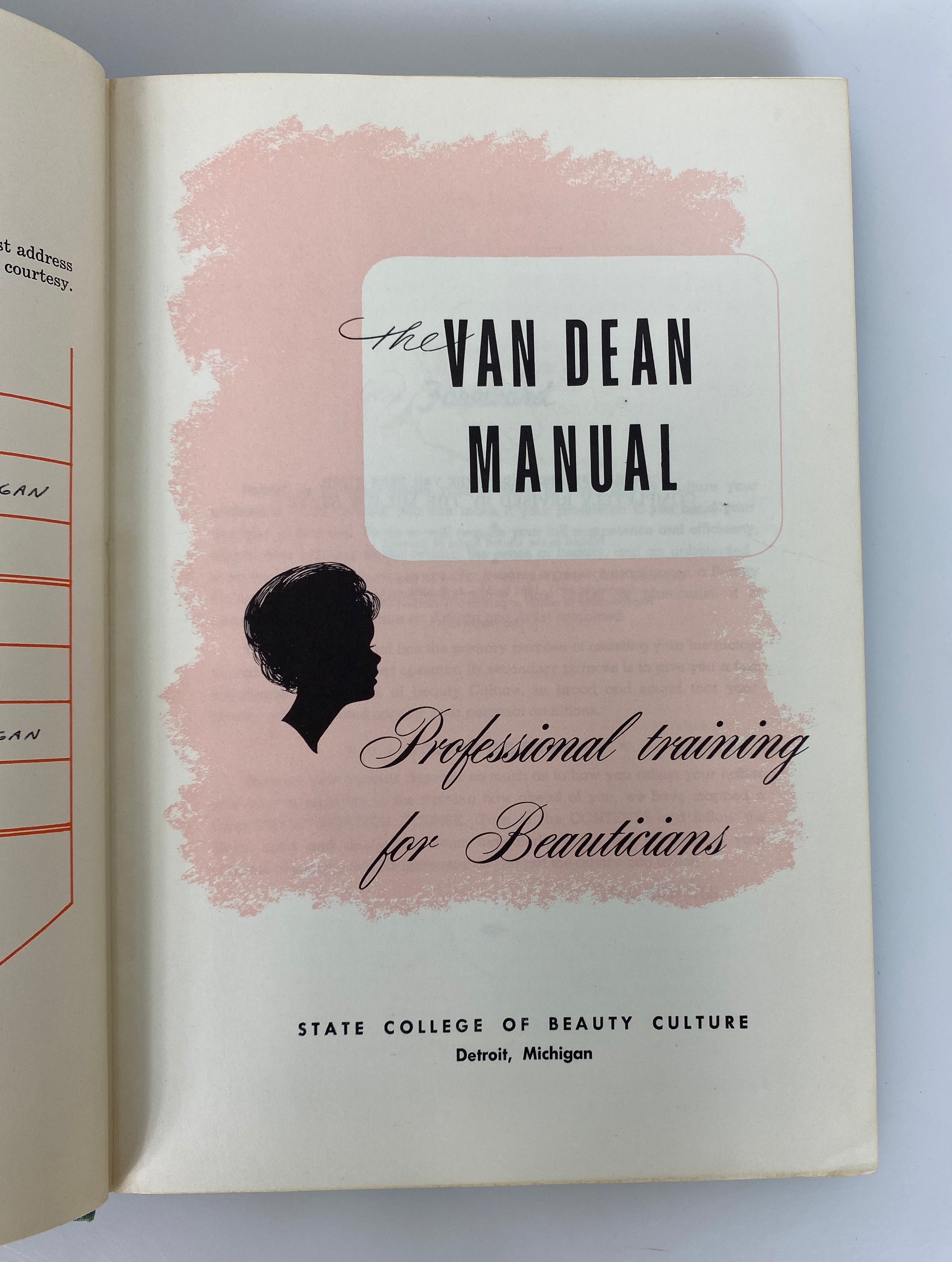 The Van Dean Manual Professional Training for Beauticians 1965 Vintage HC