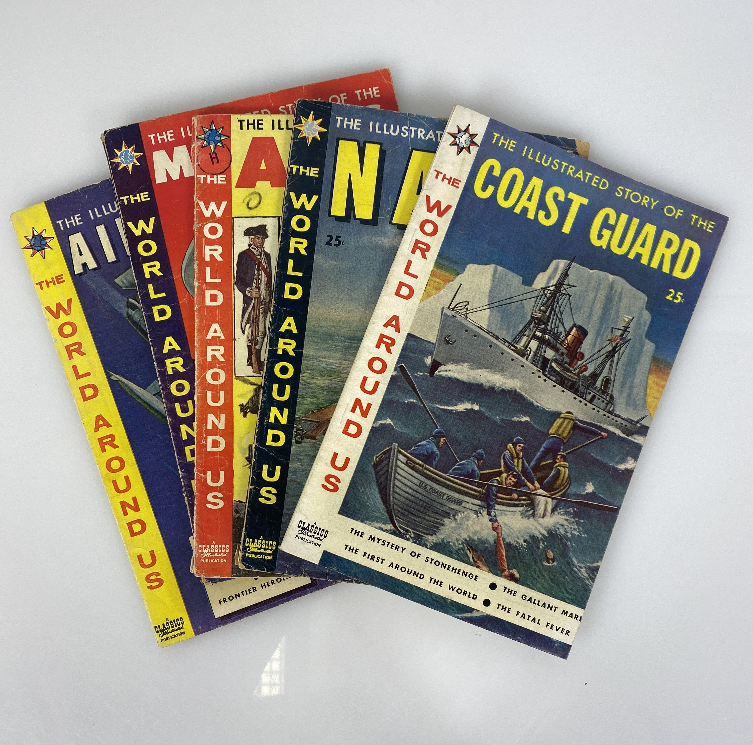 Lot of 5 World Around Us: Army Navy Marines Air Force Coast Guard 1959 Comics