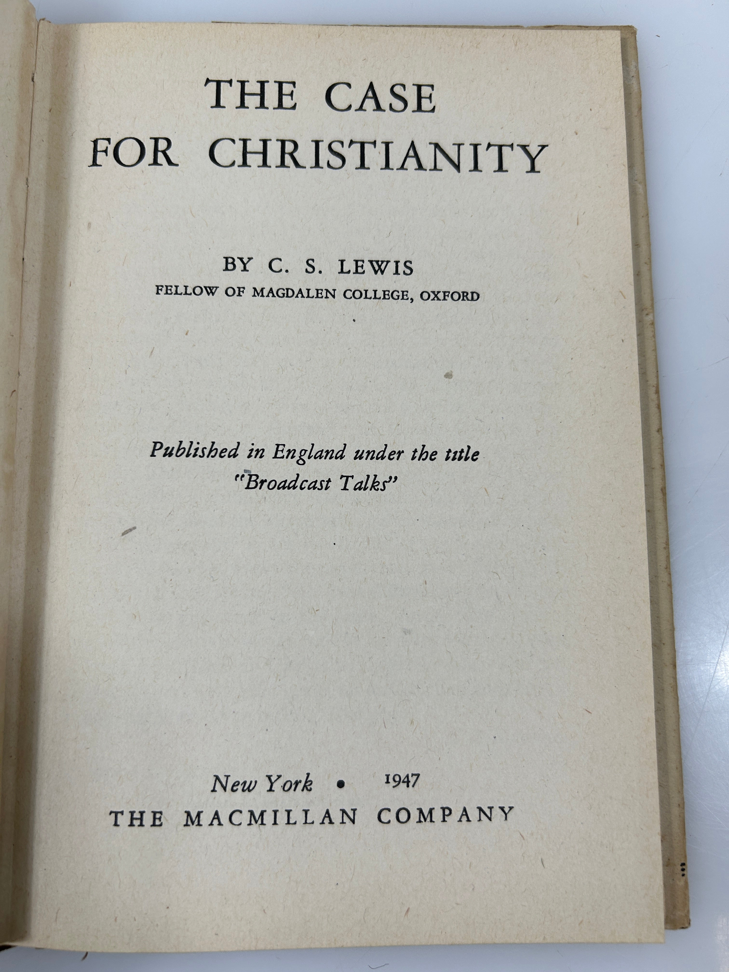 The Case for Christianity by C.S. Lewis Macmillan 1947 HCDJ