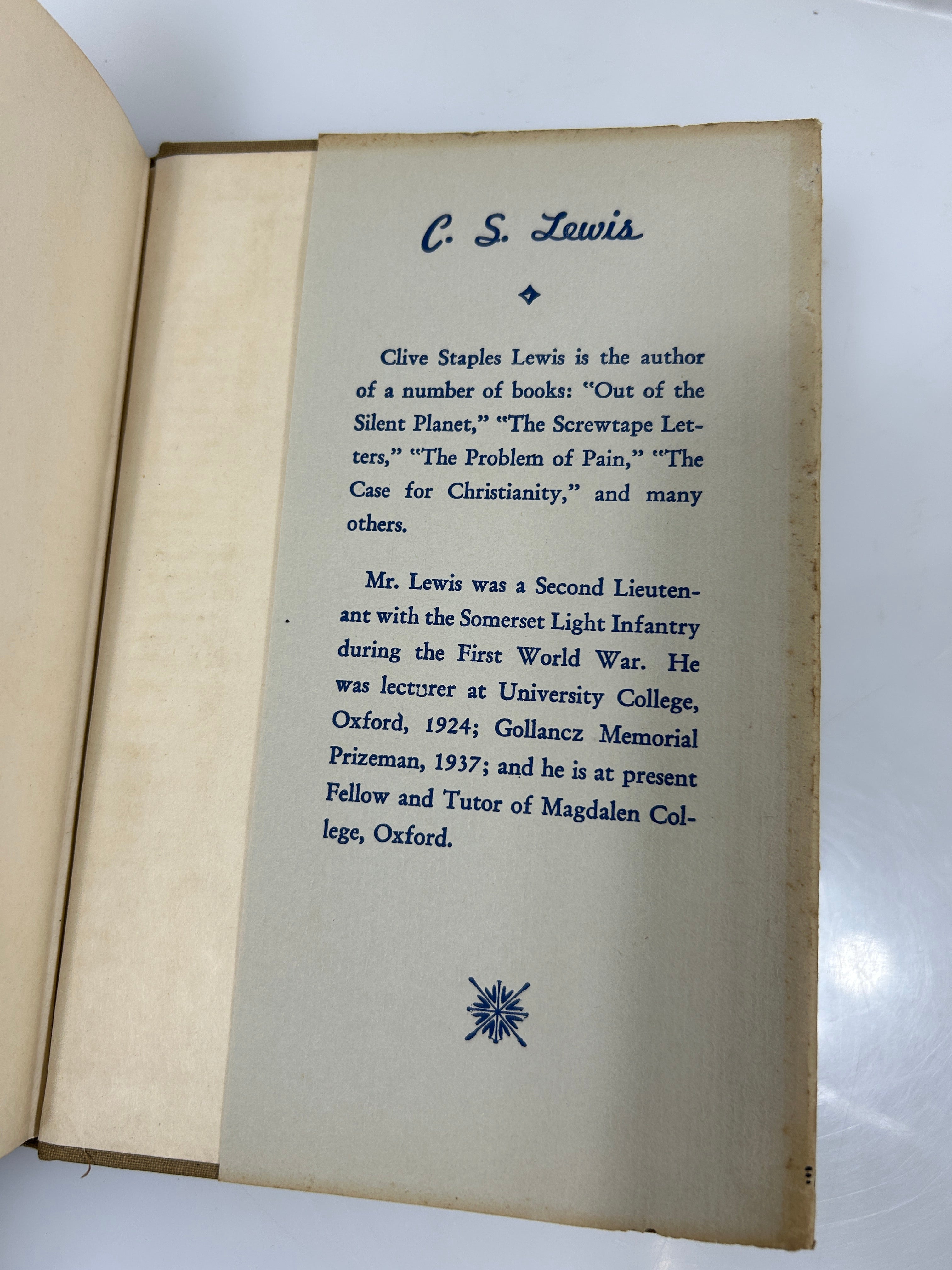 The Case for Christianity by C.S. Lewis Macmillan 1947 HCDJ