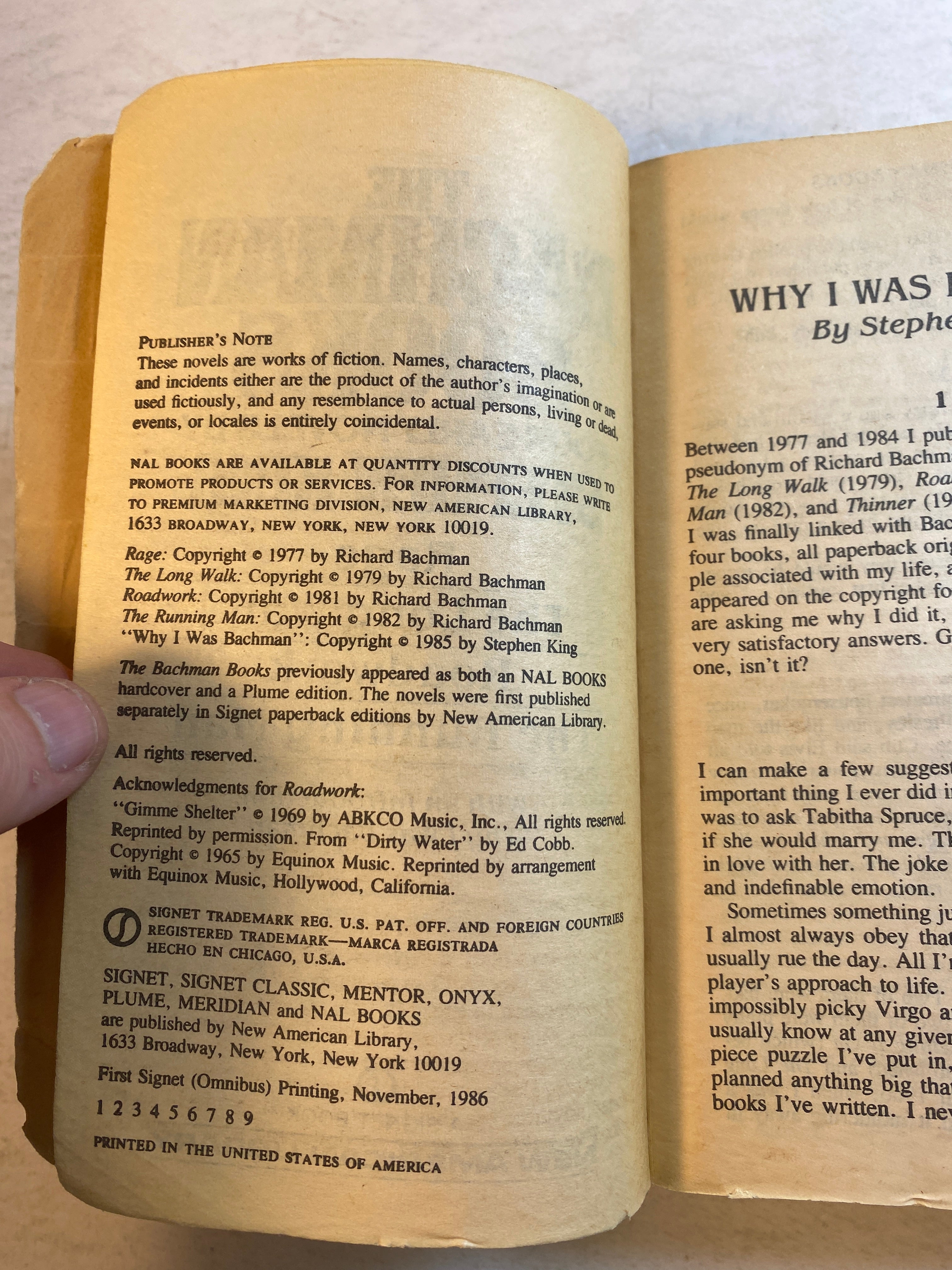 Bachman Books paperback Stephen King 1986