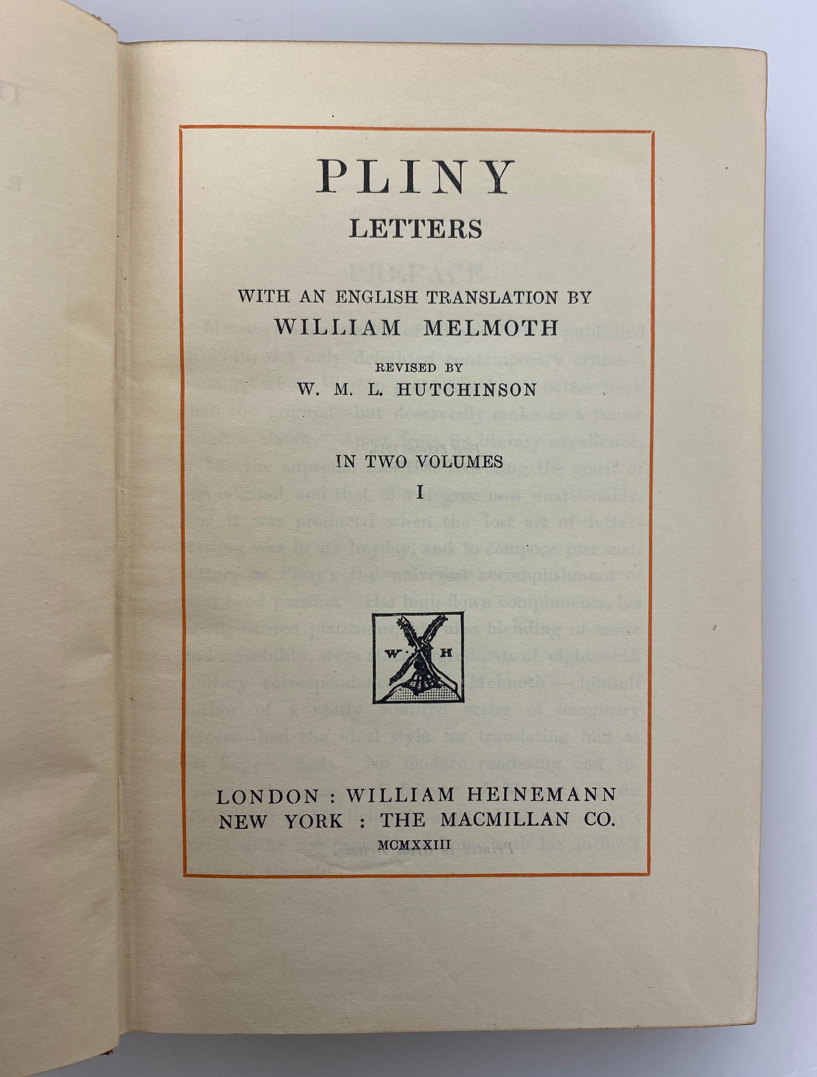 2 Volume Set Pliny Letters by Melmoth Loeb Classical Library 1923-24 HC