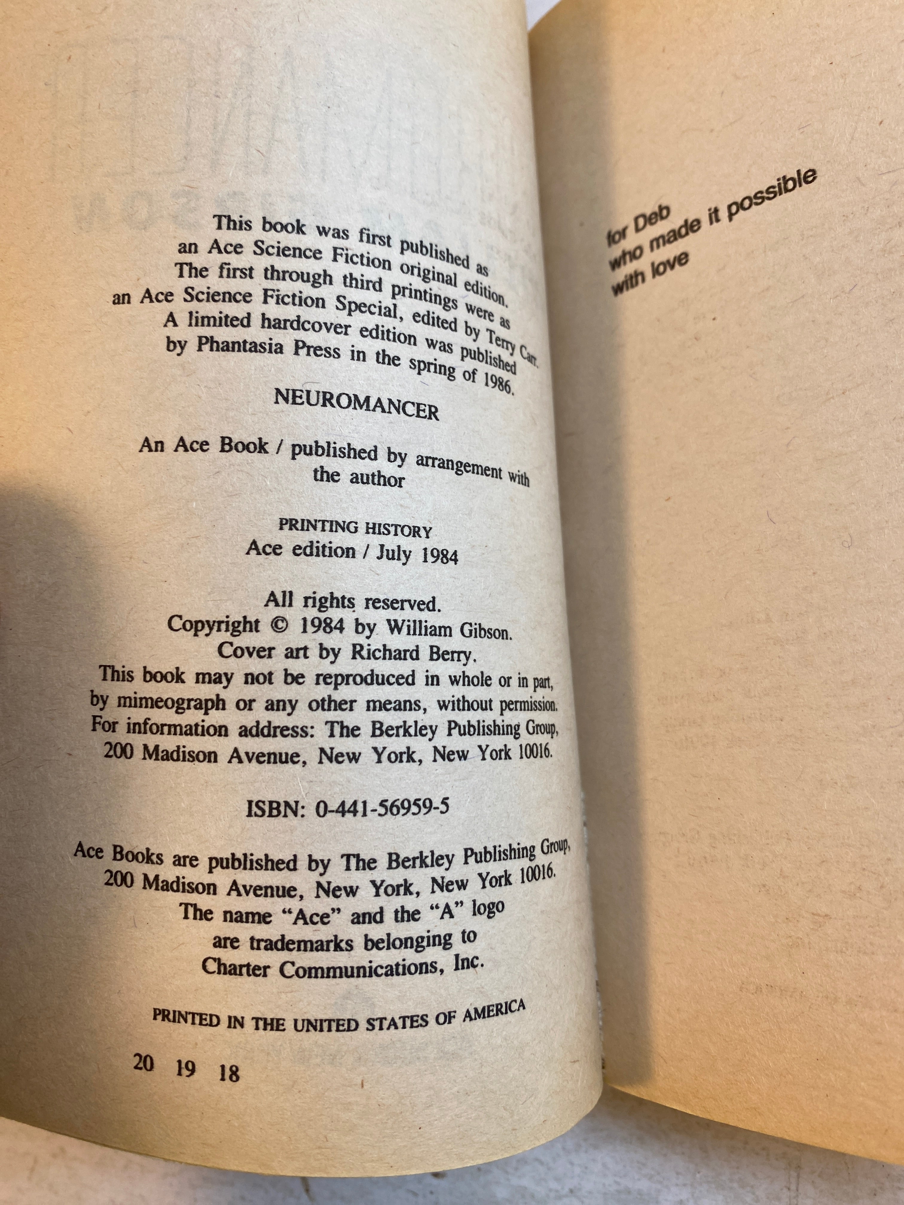 Neuromancer William Gibson paperback 1984