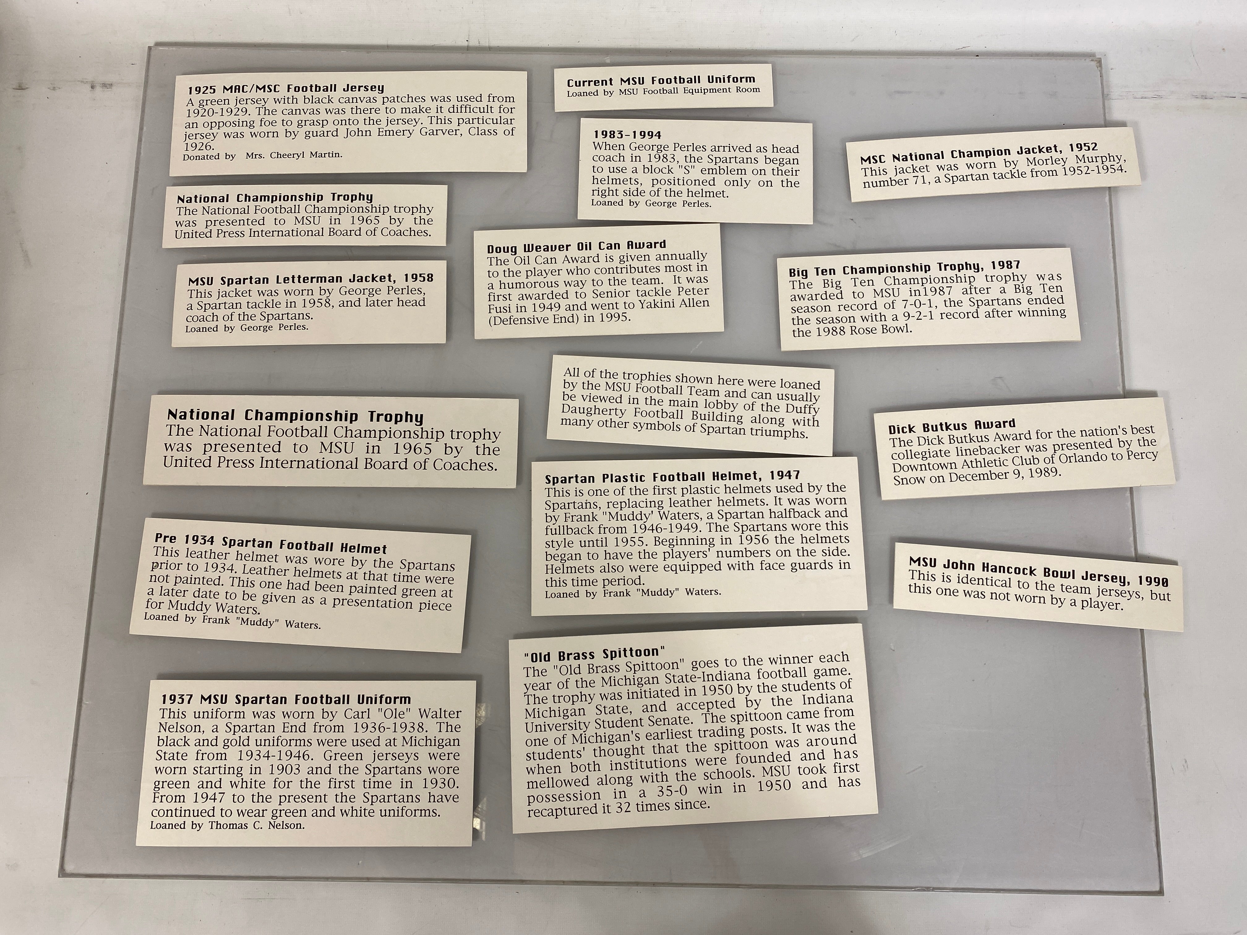 Michigan State 100 Years of Spartan Football Museum Exhibit 1996 Lot 2