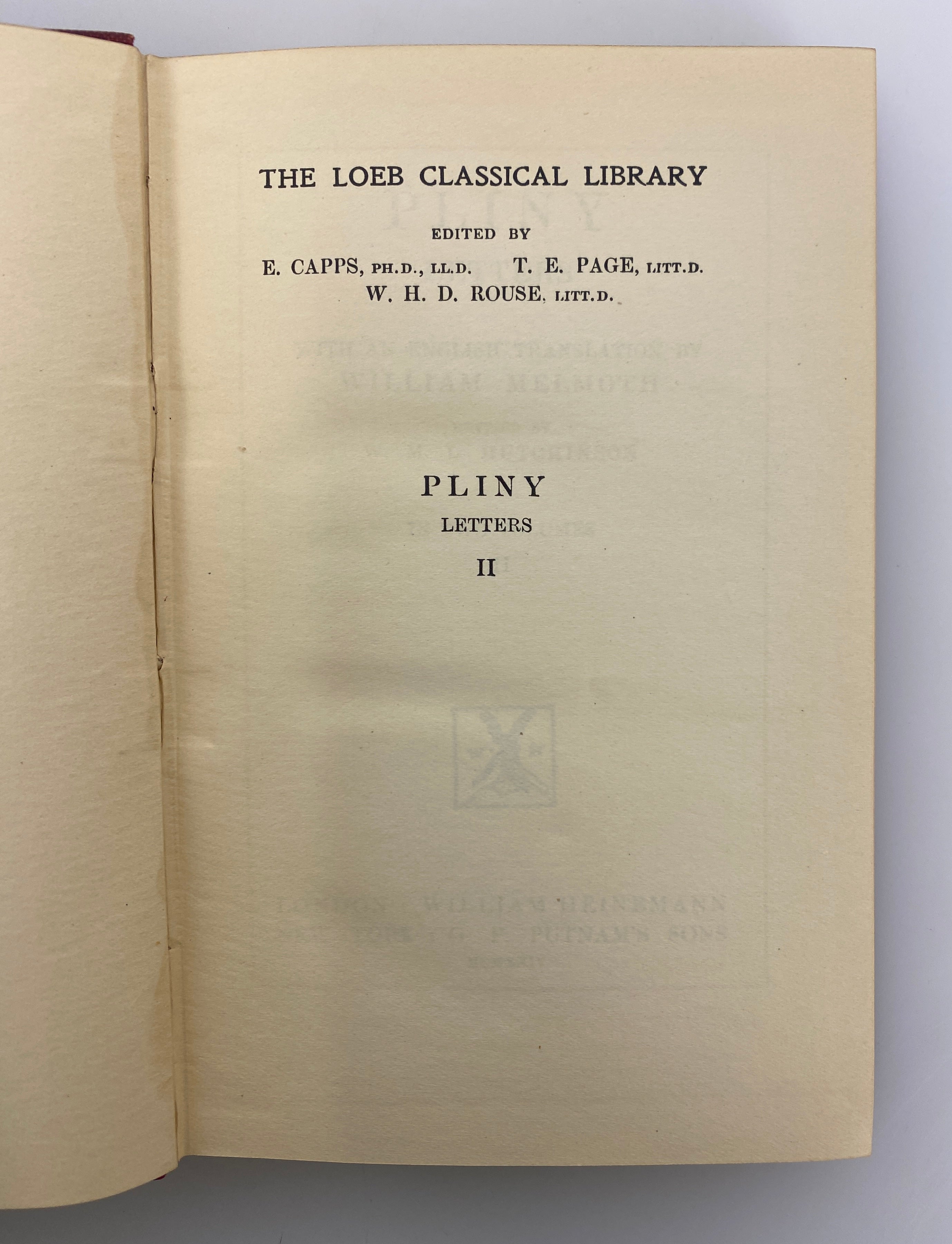 2 Volume Set Pliny Letters by Melmoth Loeb Classical Library 1923-24 HC