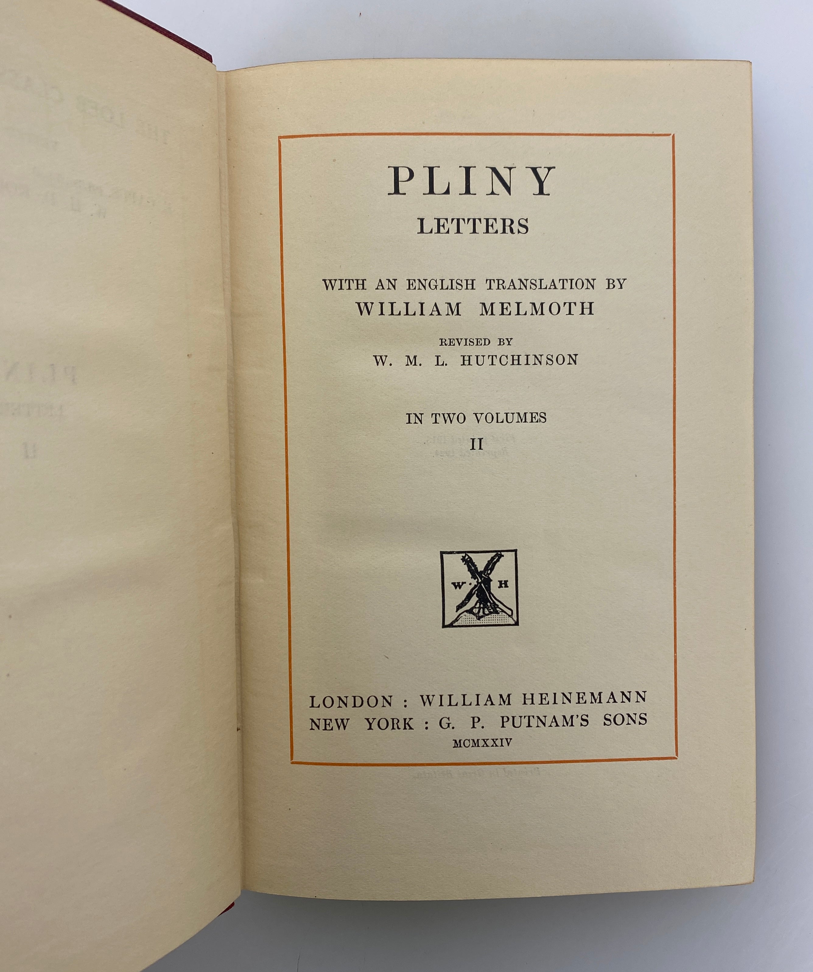 2 Volume Set Pliny Letters by Melmoth Loeb Classical Library 1923-24 HC