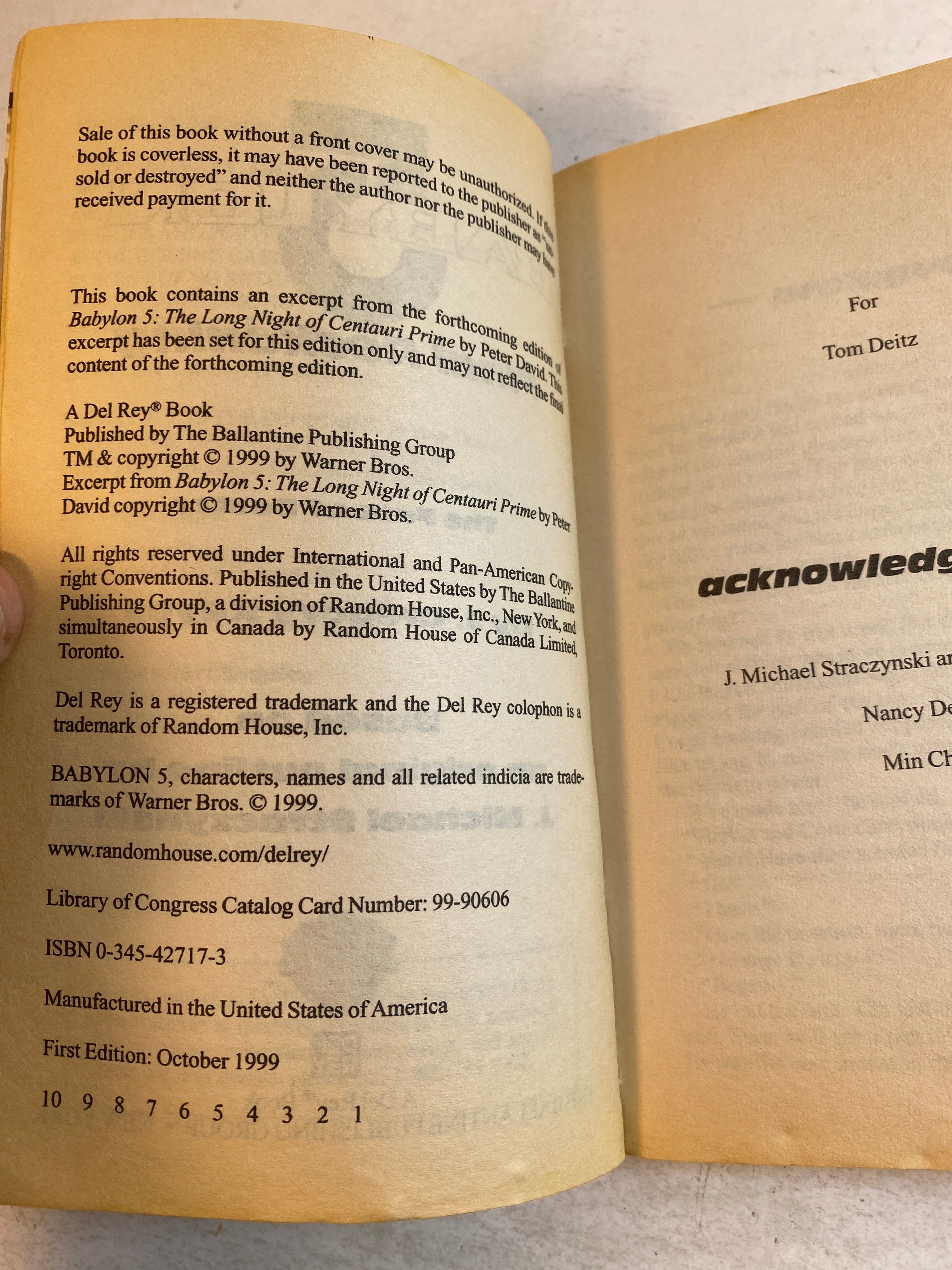 Babylon 5 Final Reckoning paperback 1999