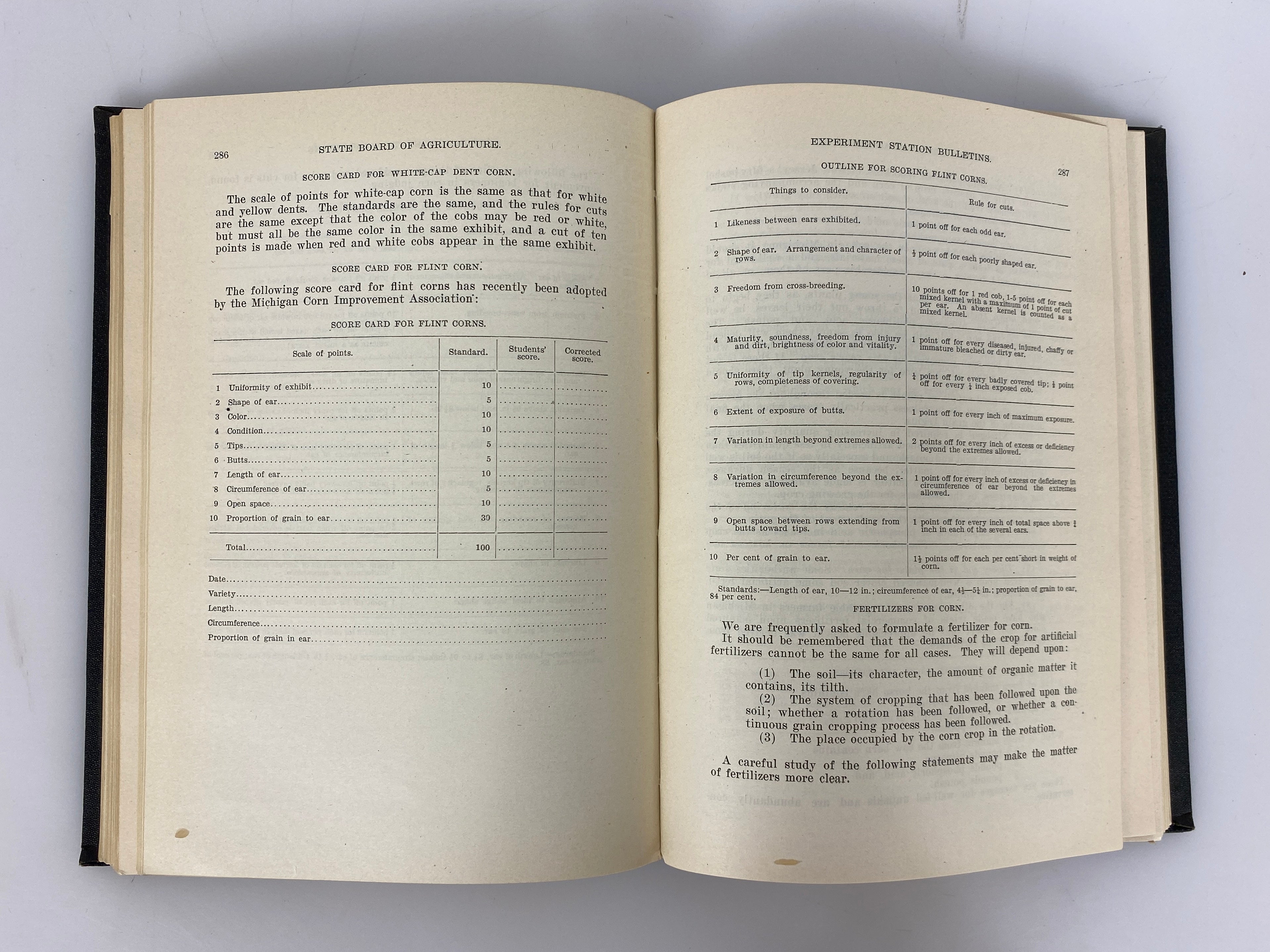 State of Michigan Board of Agriculture Report 1909 Antique Ex-Library HC