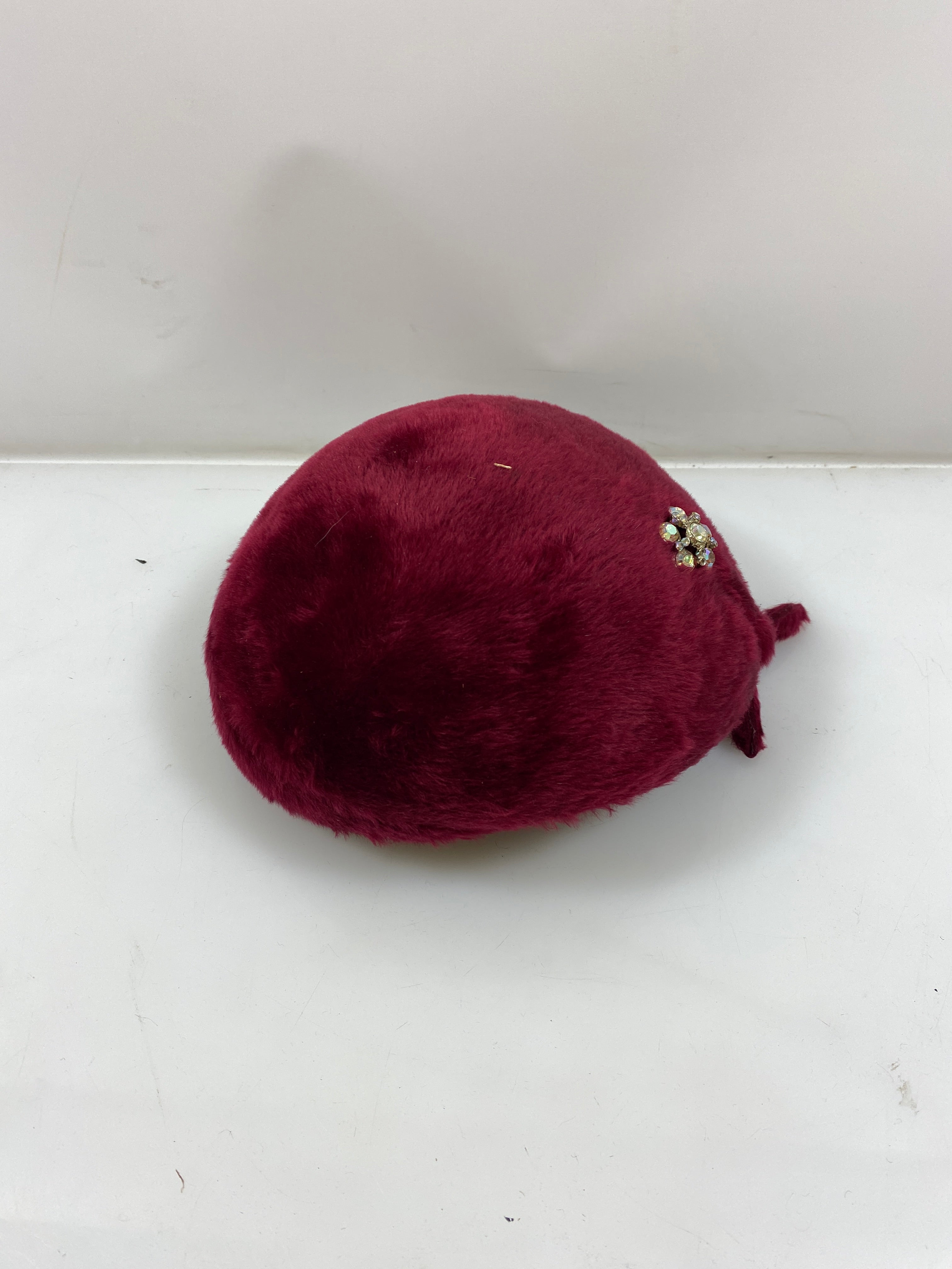 Vintage 1950's Ken Blair Exclusive Maroon Pill Box Women's Hat