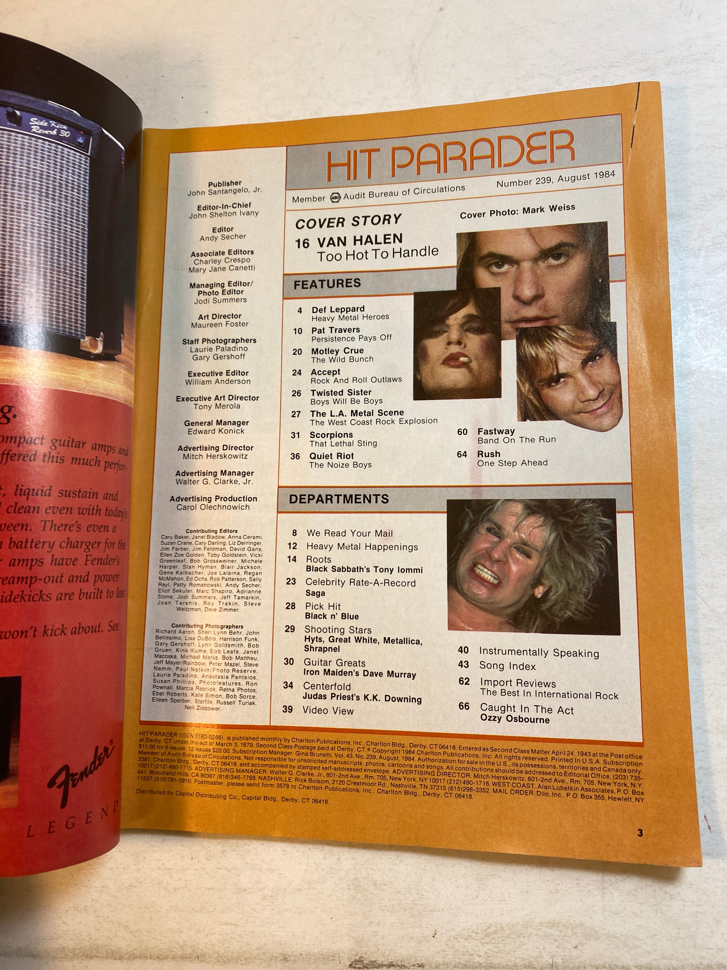 Hit Parader Magazine August 1984 Van Halen