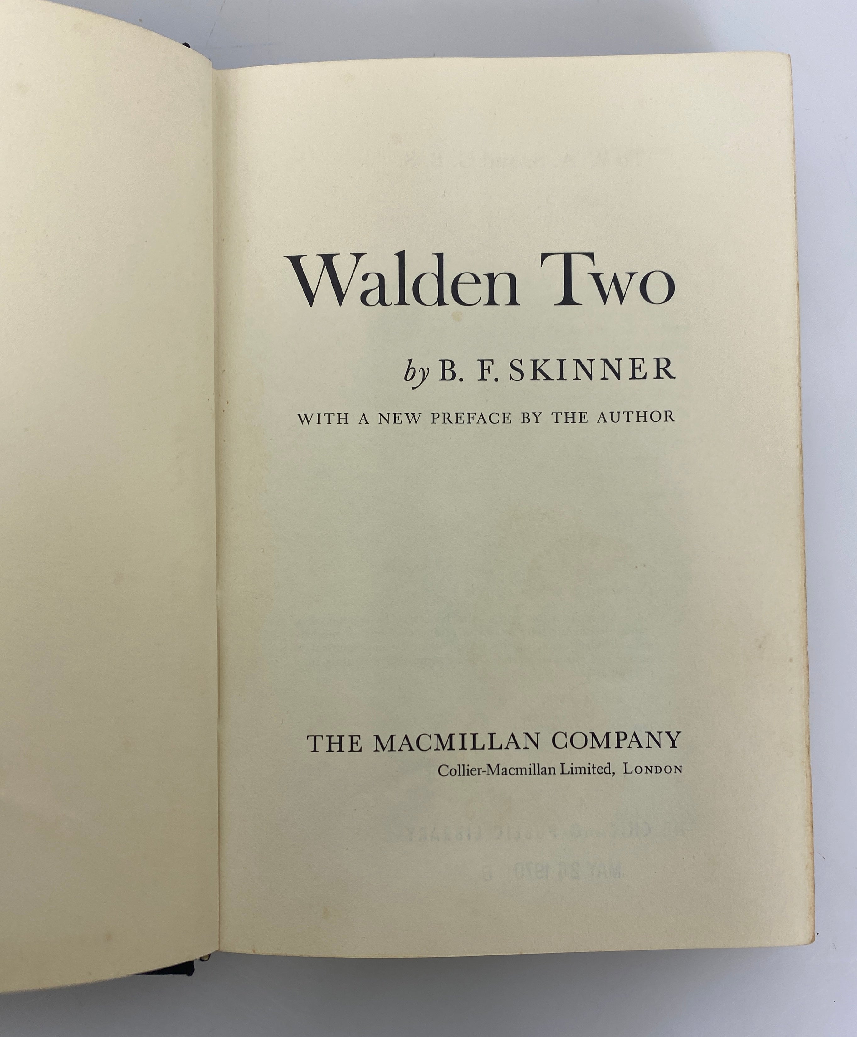 Walden Two by B.F. Skinner 1969 First Printing Ex-Library HC DJ