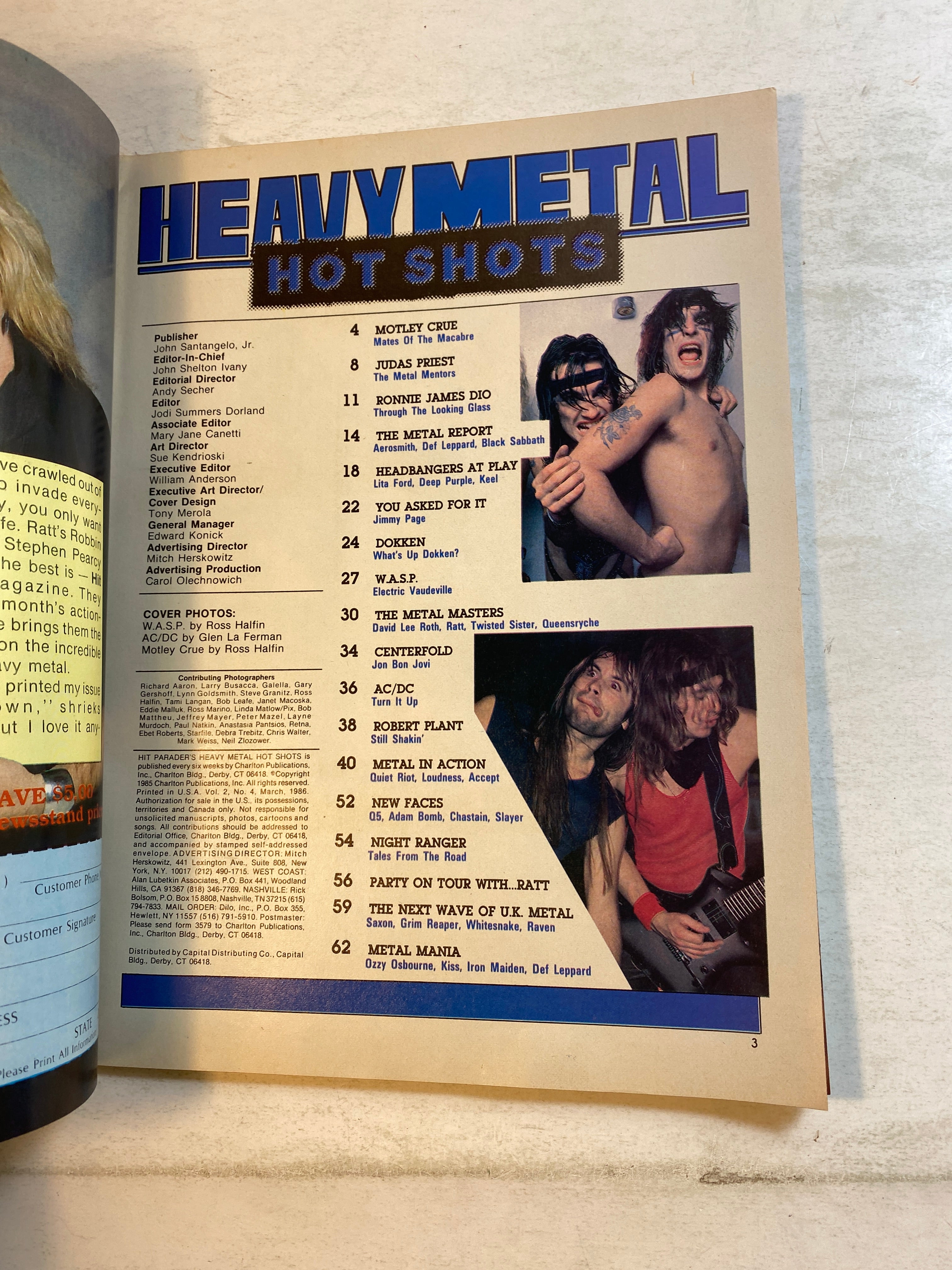 Hit Parader Heavy Metal Hot Shots March 1986 WASP AC/DC Motley Crue