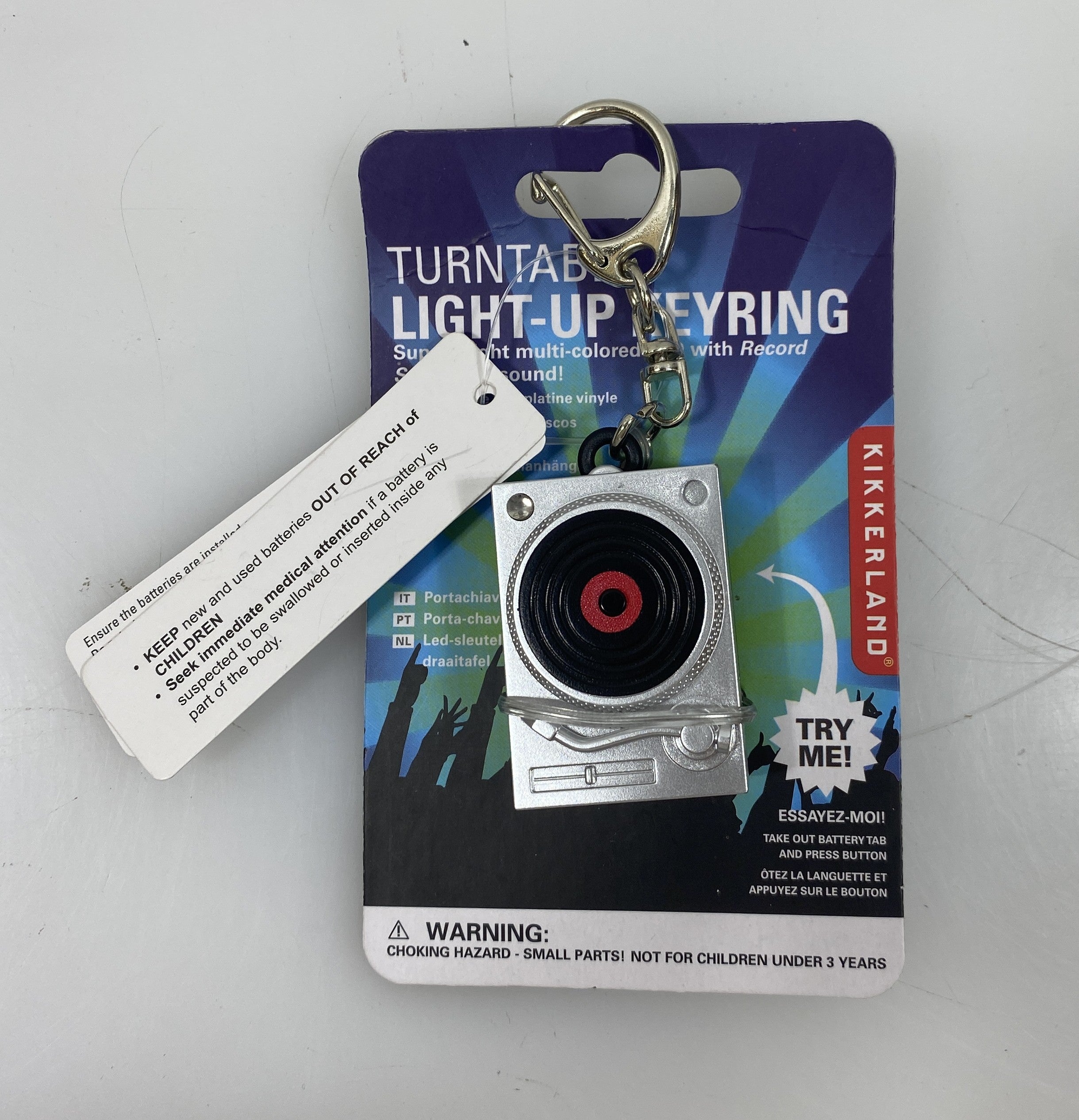 Kikkerland KRL45 Turntable Light-Up LED Keychain