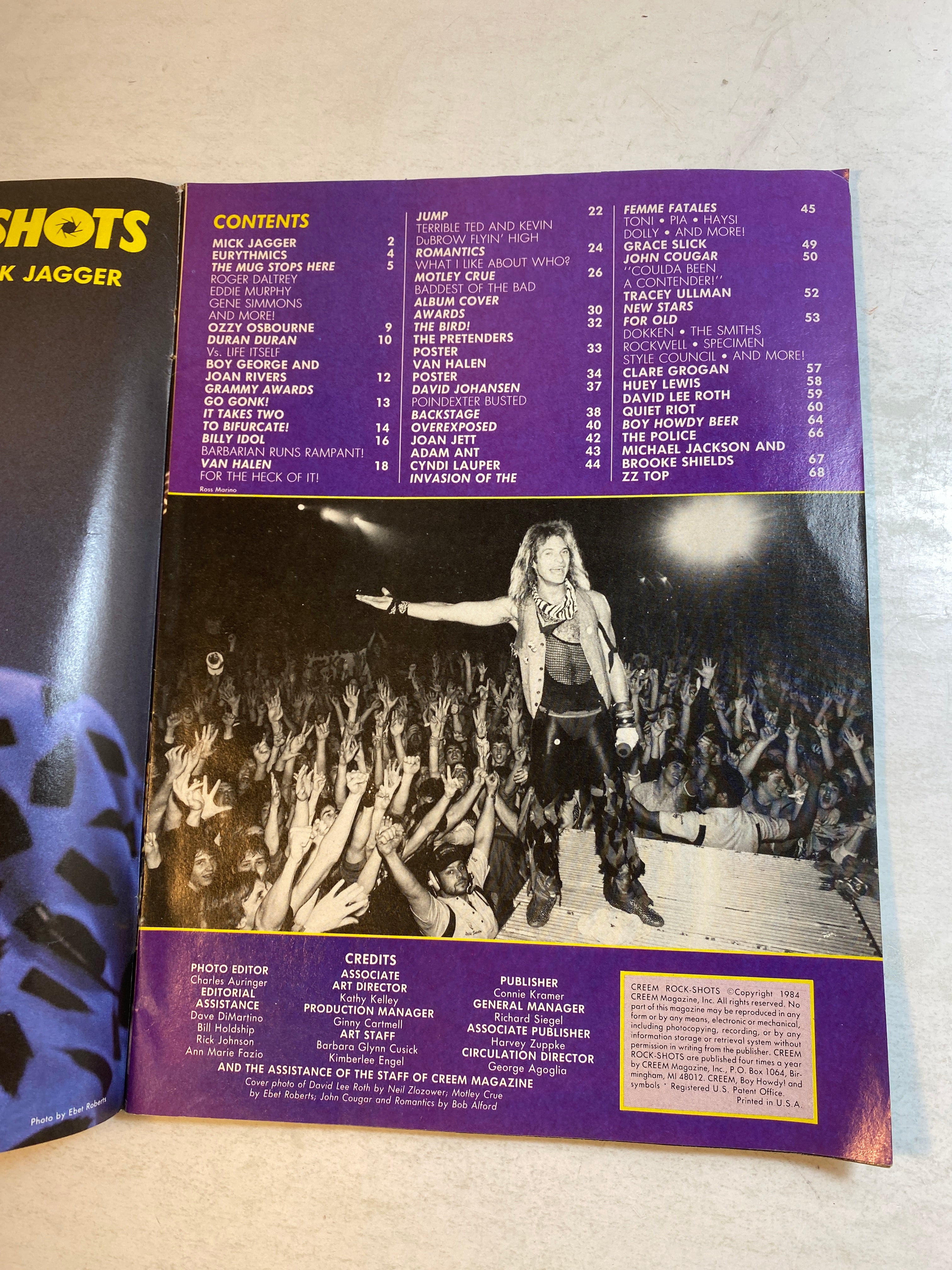 Creem Rock Shots July 1984 David Lee Roth Motley Crue