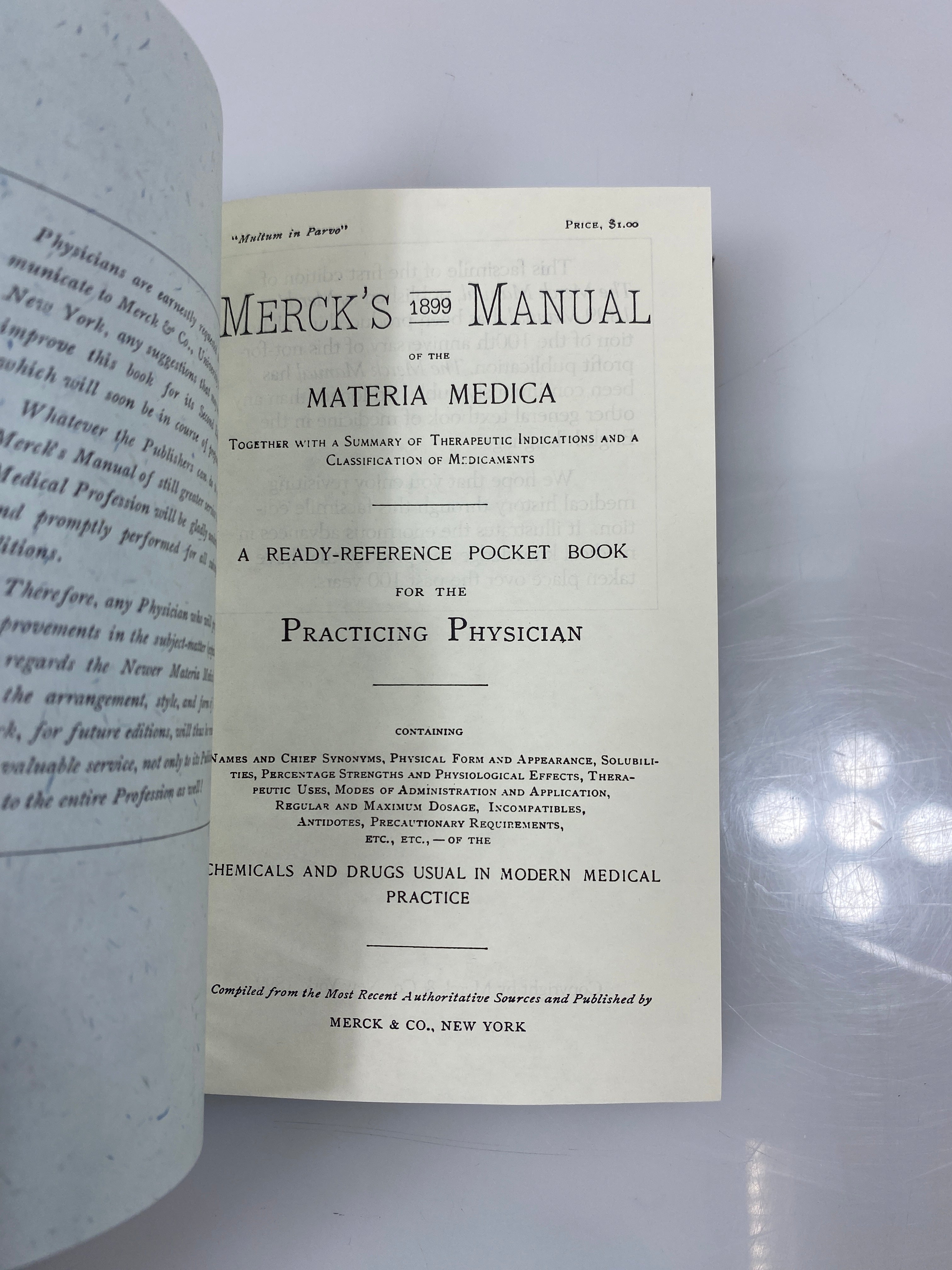 Mereck's 1899 Manual of Materia Medica SC 1999