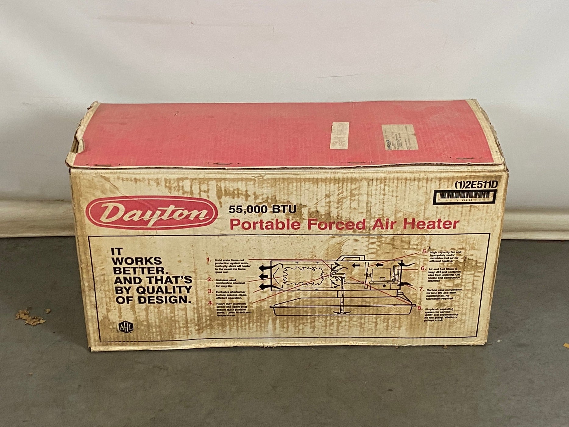 Dayton #(1)2E511D 55,000 BTU Portable Forced Air Heater *New*