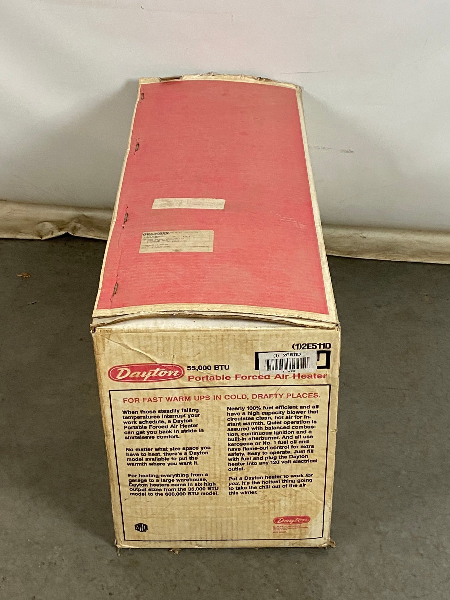 Dayton #(1)2E511D 55,000 BTU Portable Forced Air Heater *New*
