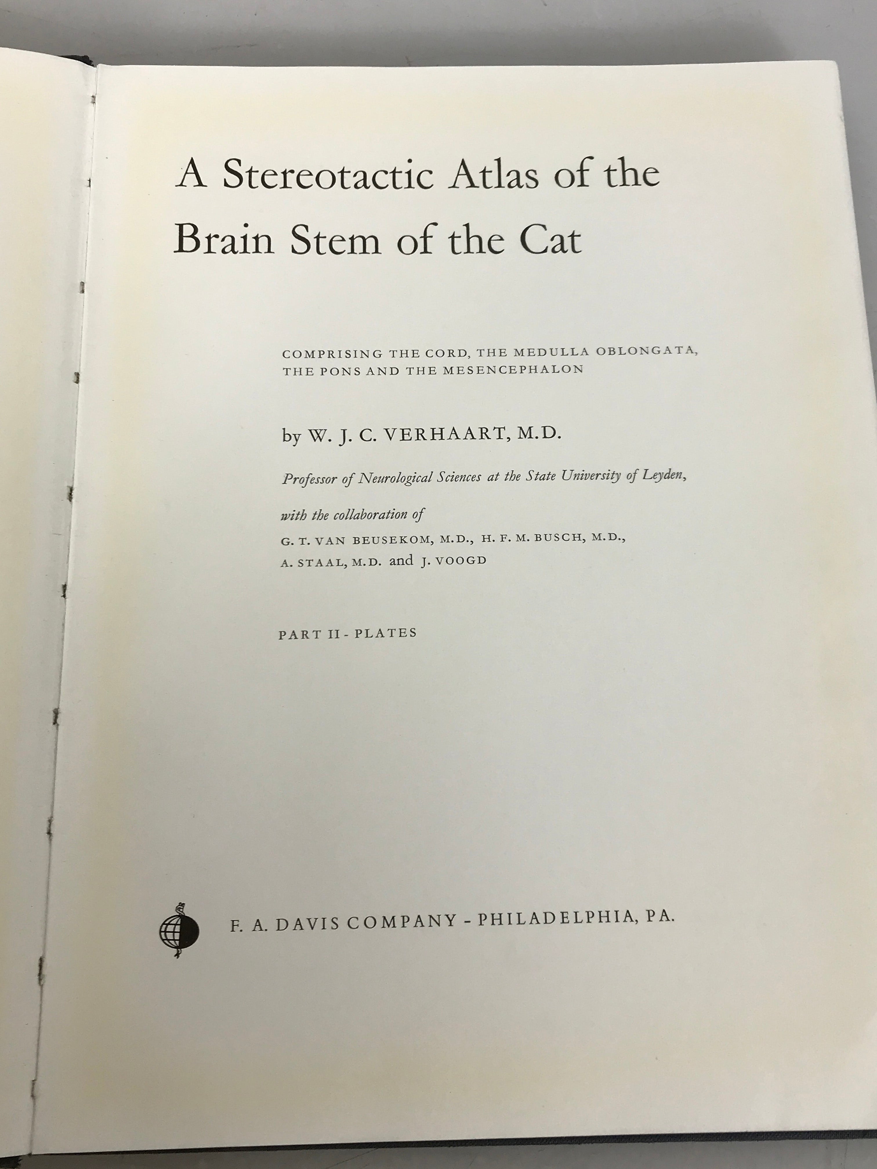 A Stereotactic Atlas of the Brain Stem of the Cat 2 Vol Set 1964 HC