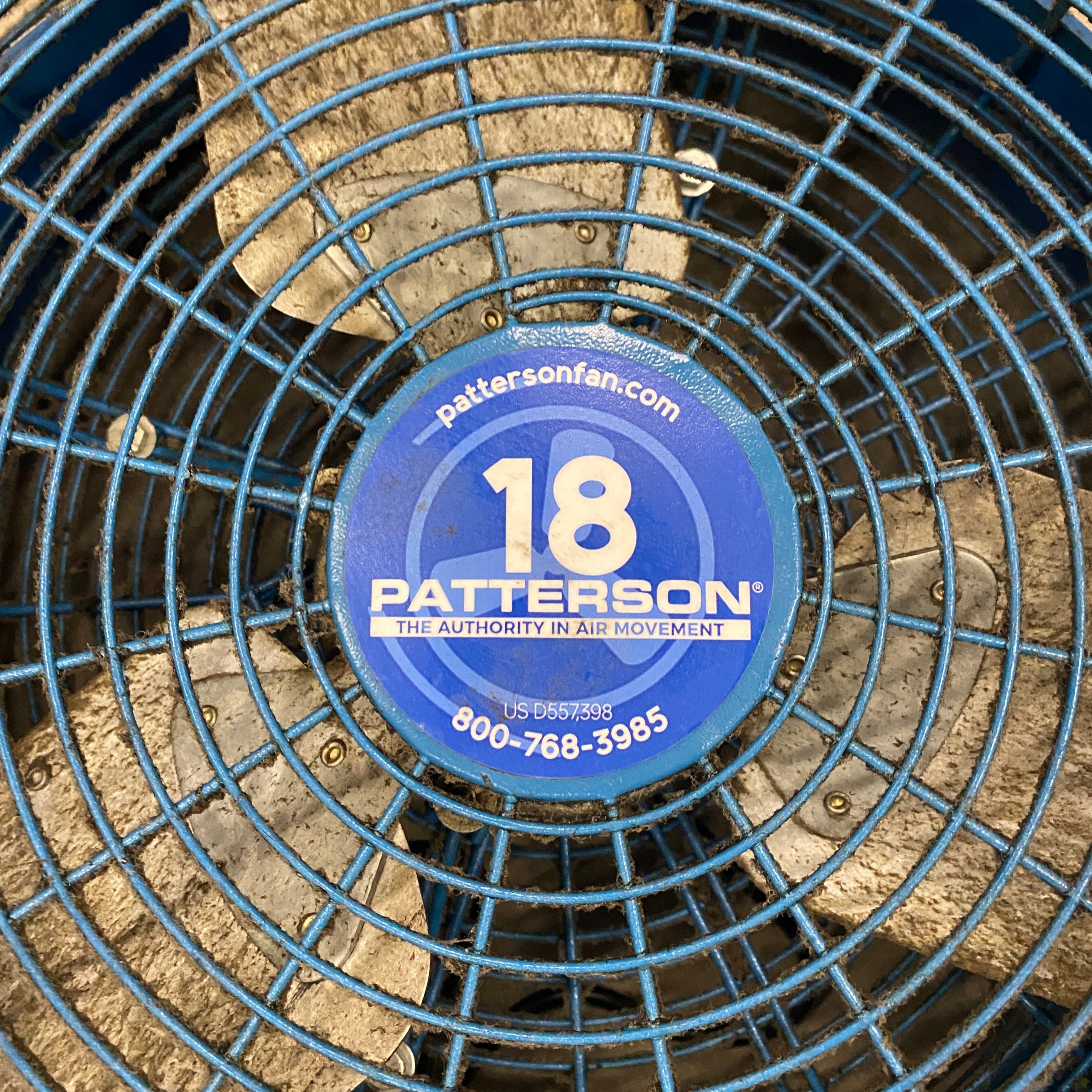 Patterson 18 Industrial Fan Blue in Color