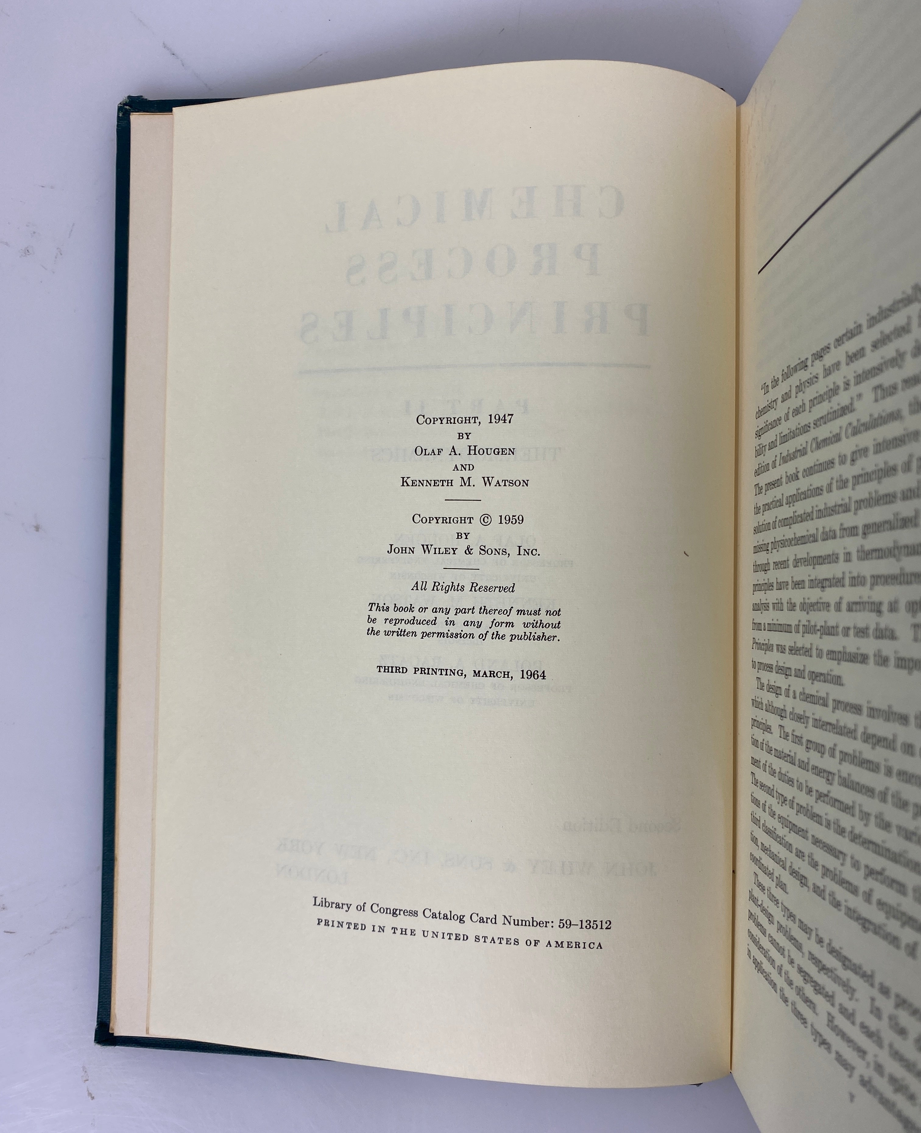 2 Vol Set: Chemical Process Principles 1964 Seventh Printing Vintage HC