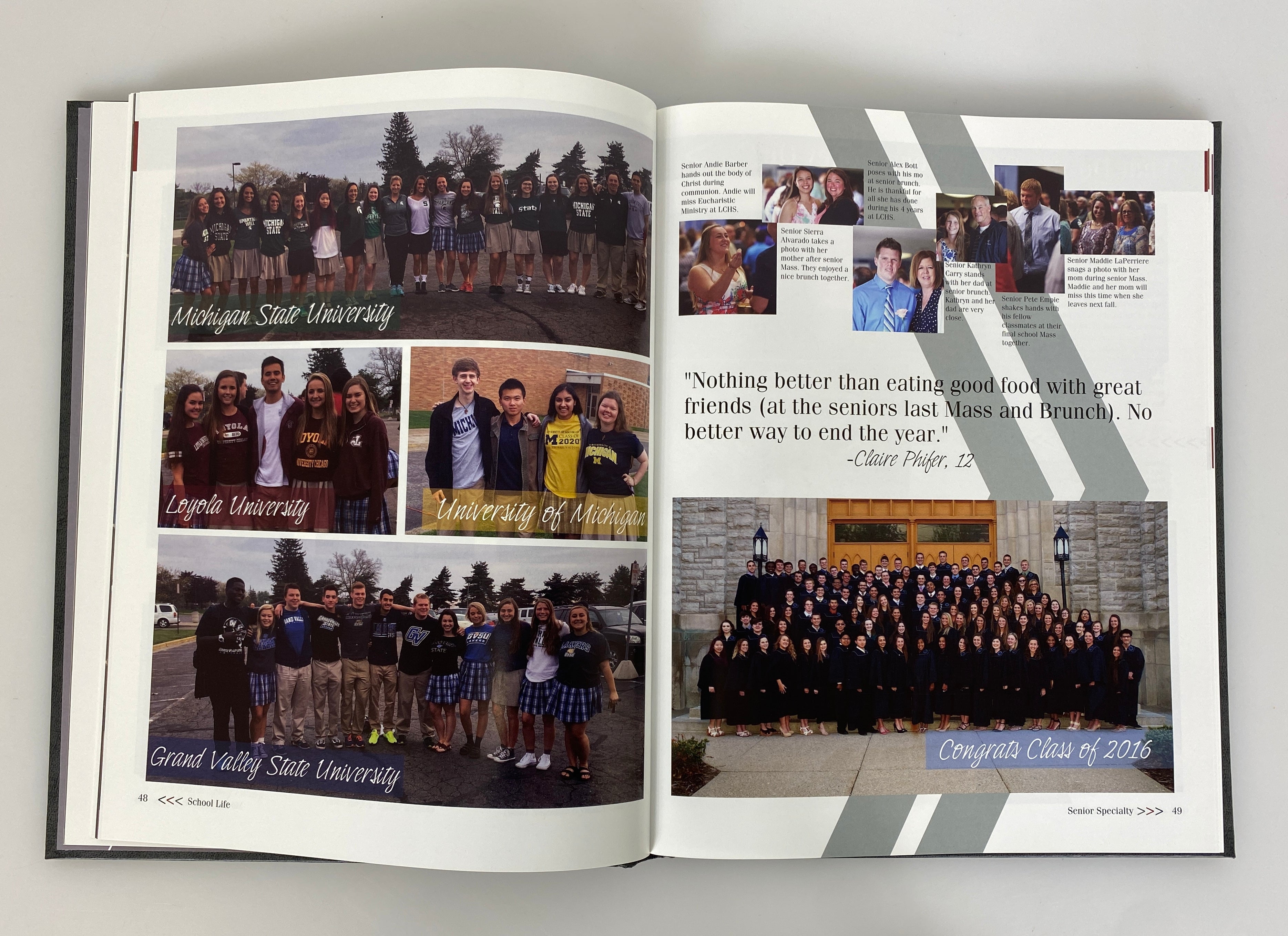 2016 Lansing Catholic High School "Reflections" Yearbook HC