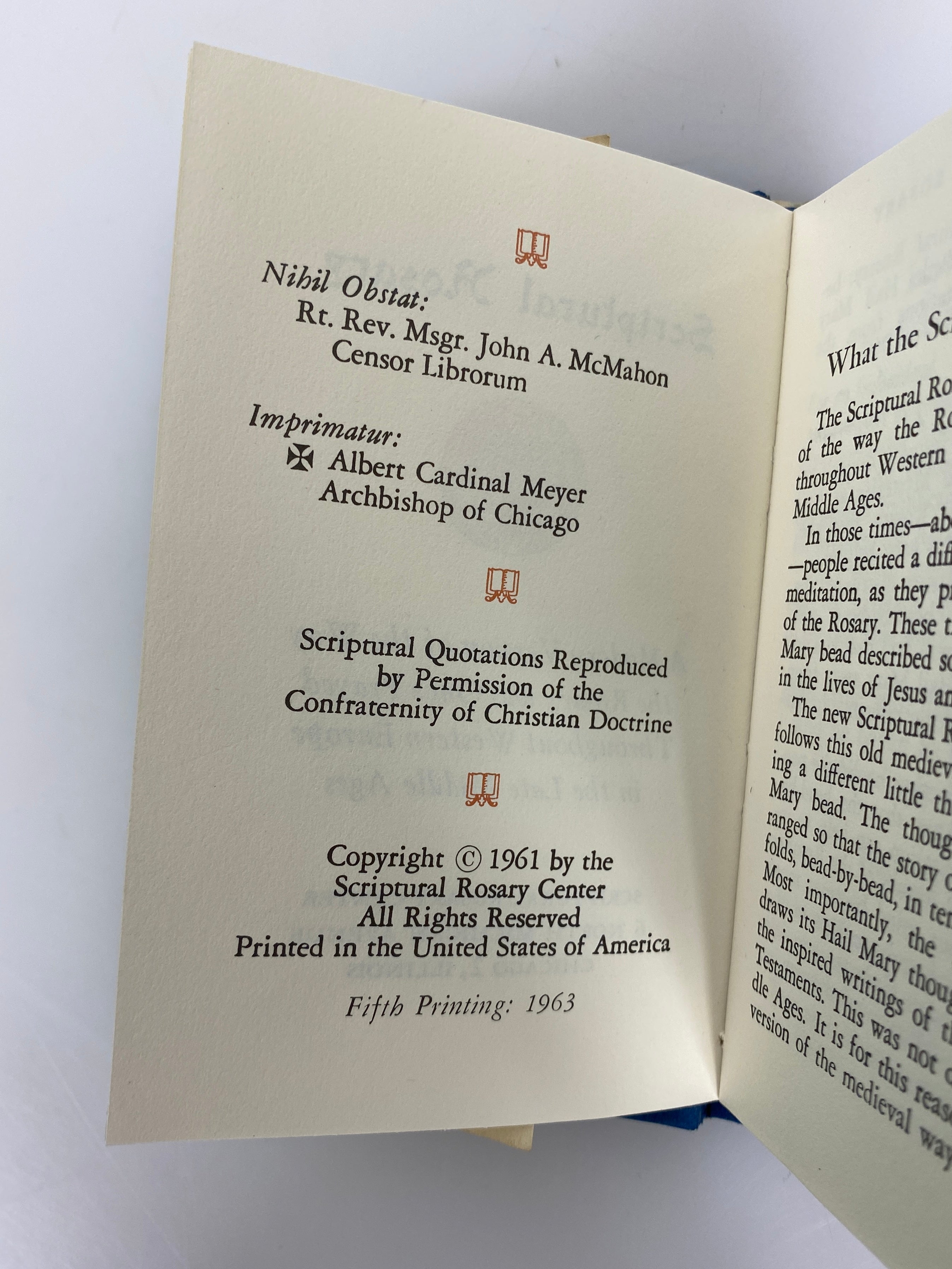Scriptural Rosary 1963 Fifth Printing Scriptural Rosary Center HC DJ
