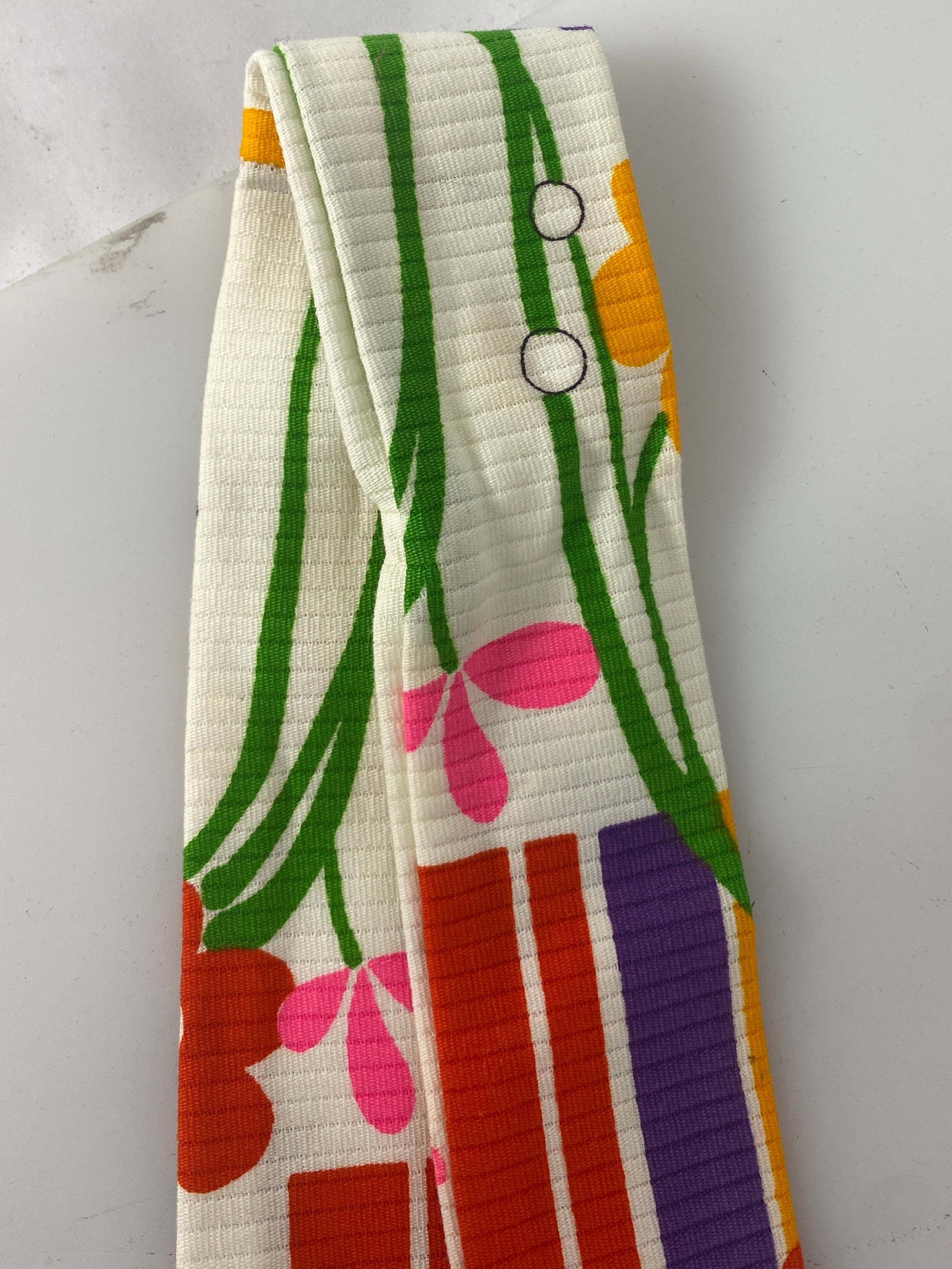 Vintage 1960s Neon Mod Floral Print Cloth Belt