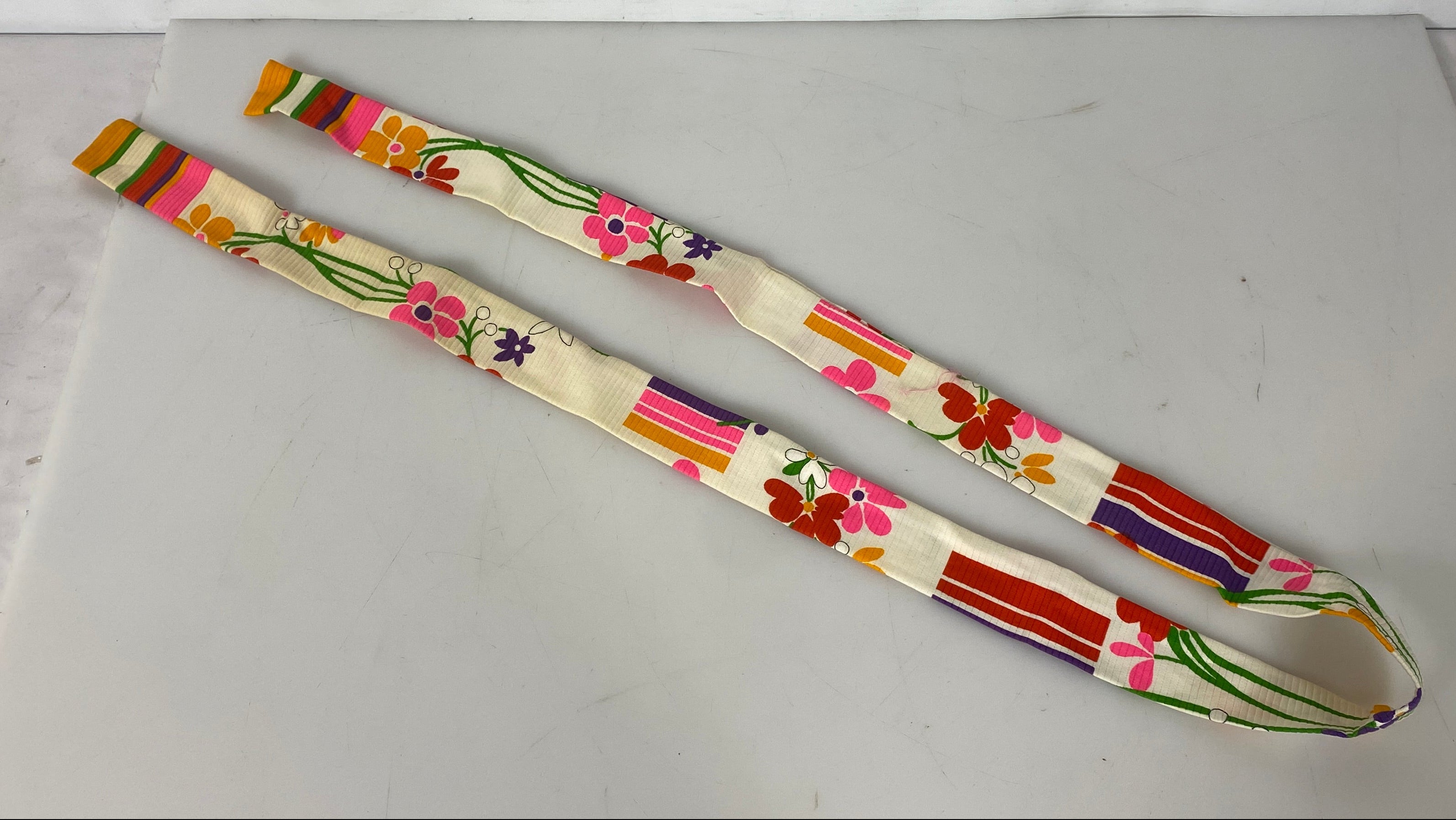 Vintage 1960s Neon Mod Floral Print Cloth Belt