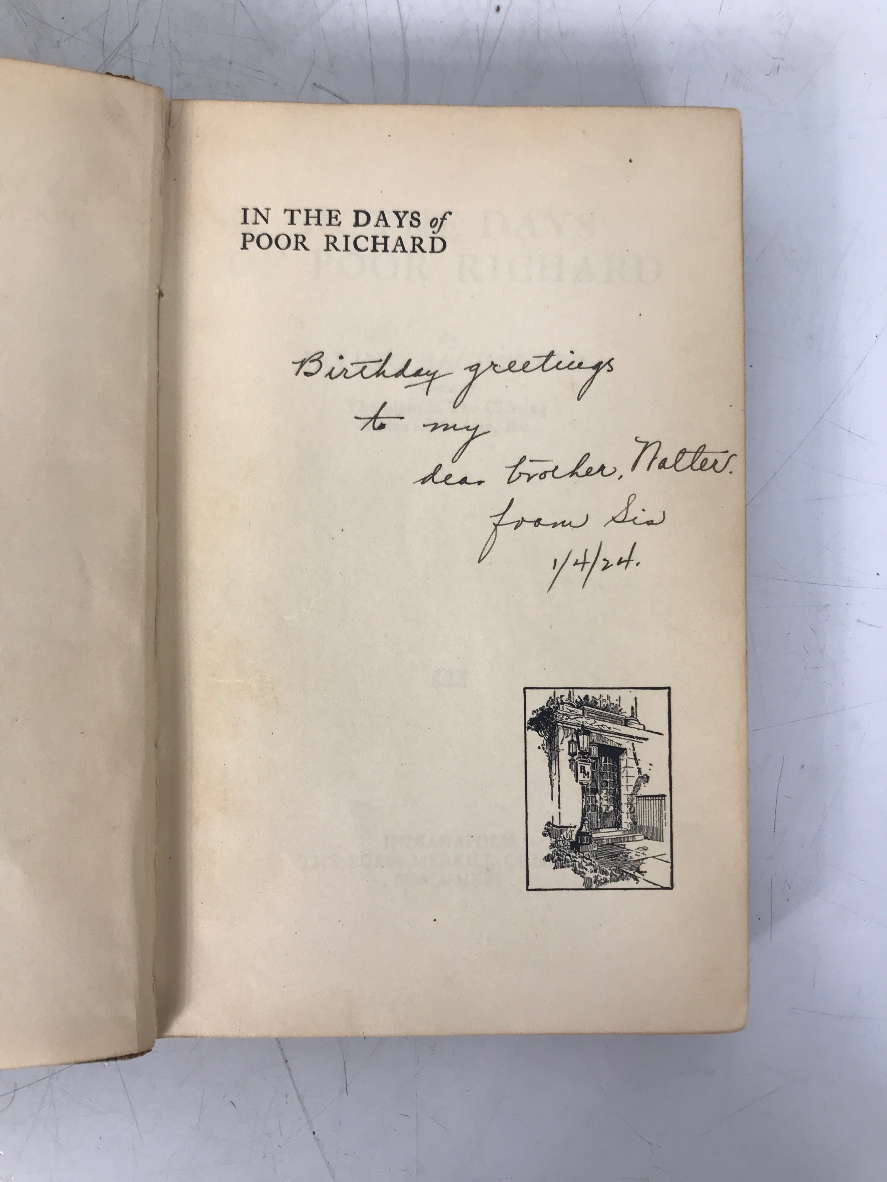 In the Days of Poor Richard Leather Wraps Irving Bacheller 1922 Bobbs-Merrill