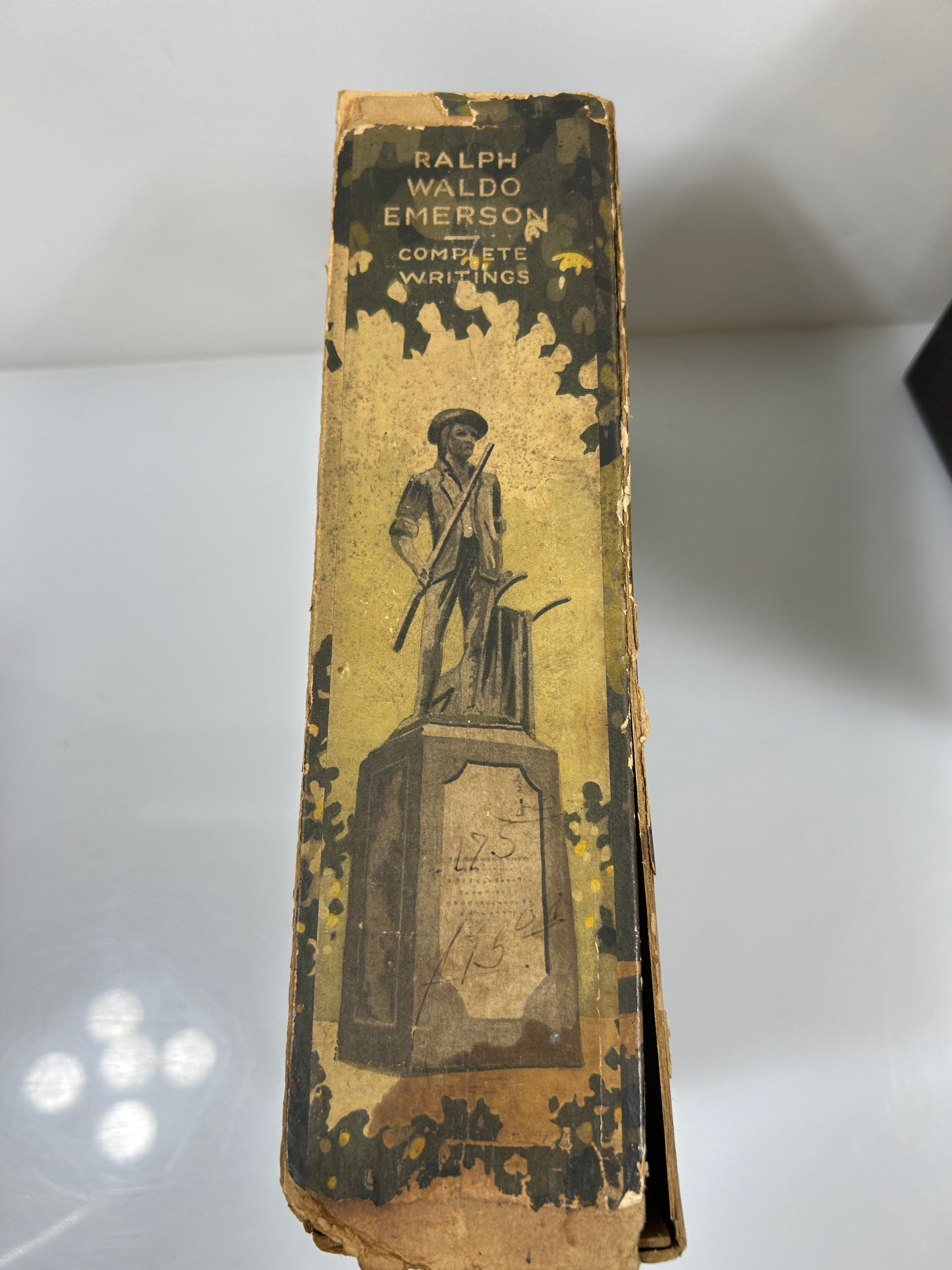 Ralph Waldo Emerson Complete Works 2 Leatherbound Vols in Slipcase 1929 HC
