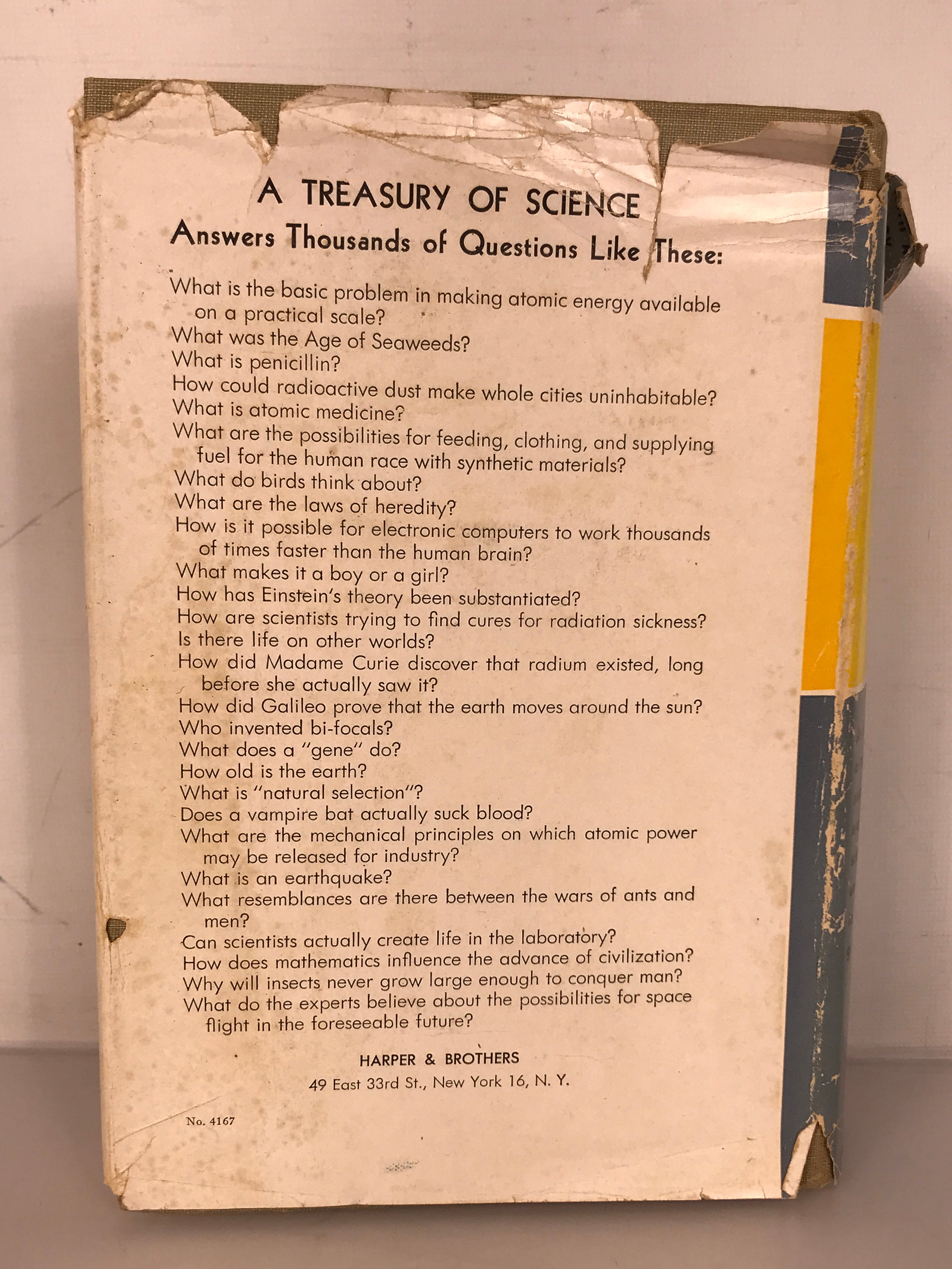 A Treasury of Science by Shapley, Rapport, and Wright 1954 HC DJ Vintage