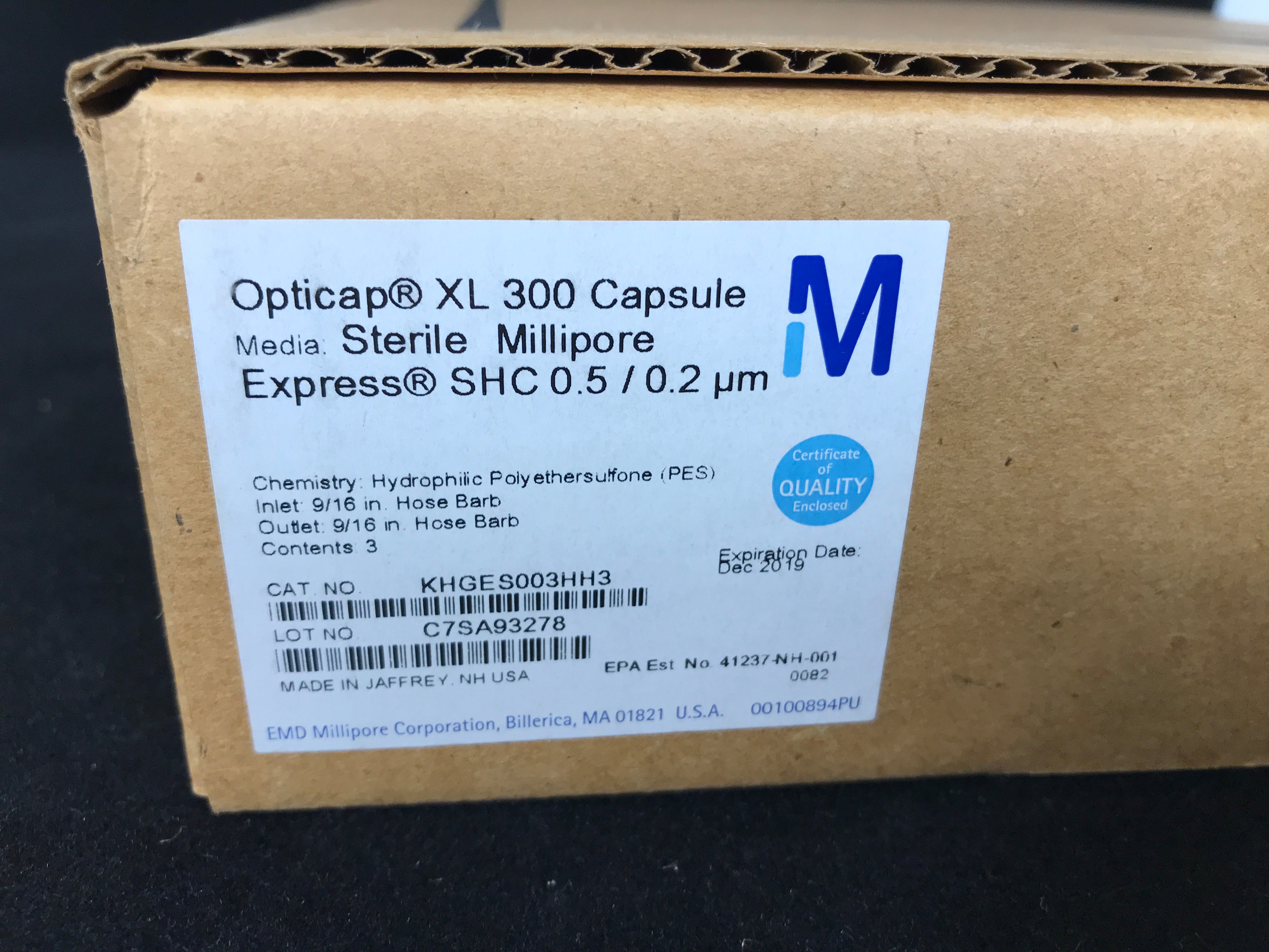 3 Sealed Millipore Opticap Sterile XL300 Capsules Filter Express SHC 0.5 / 0.2um